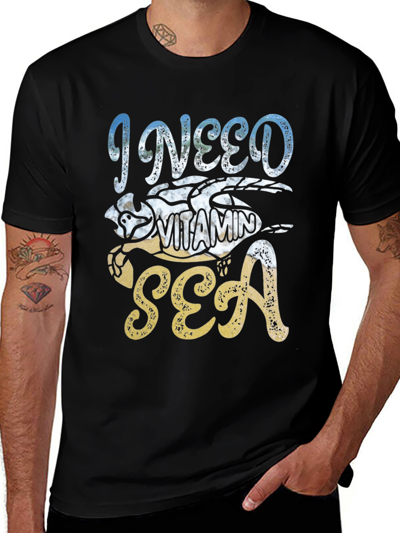 I Need Vitamin Sea Turtle Graphic T-Shirt