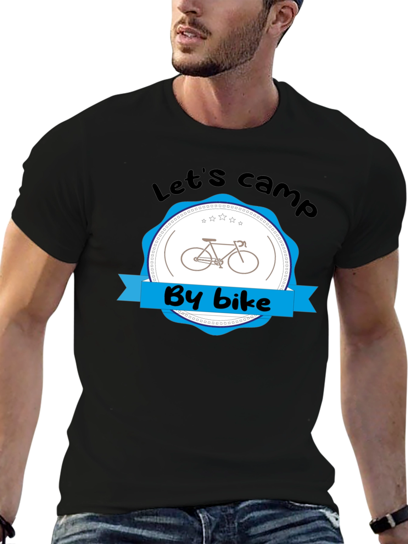 Lets Camp By Bike Black T-Shirt