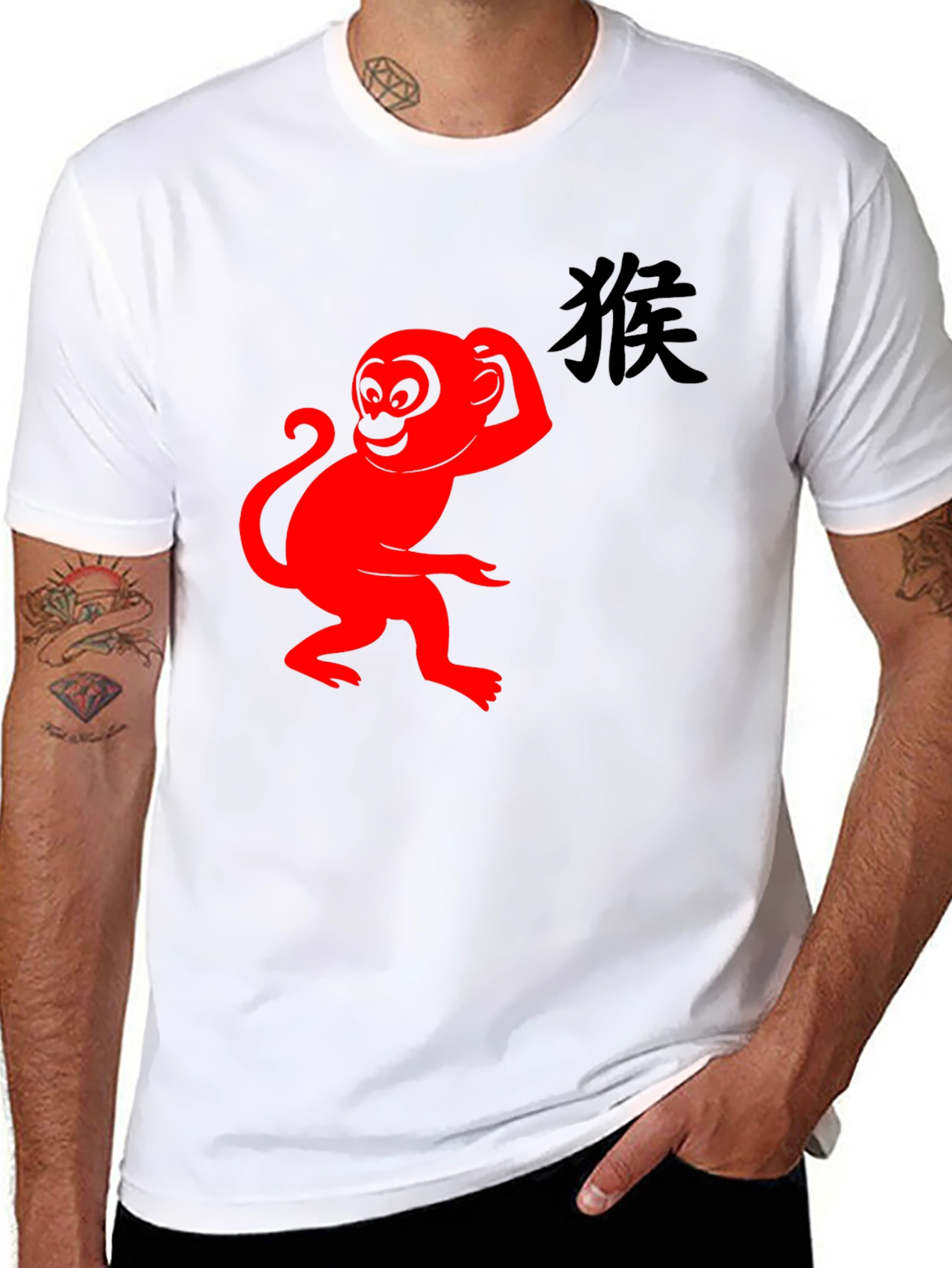 Red Monkey Graphic T-Shirt - Classic Black Tee