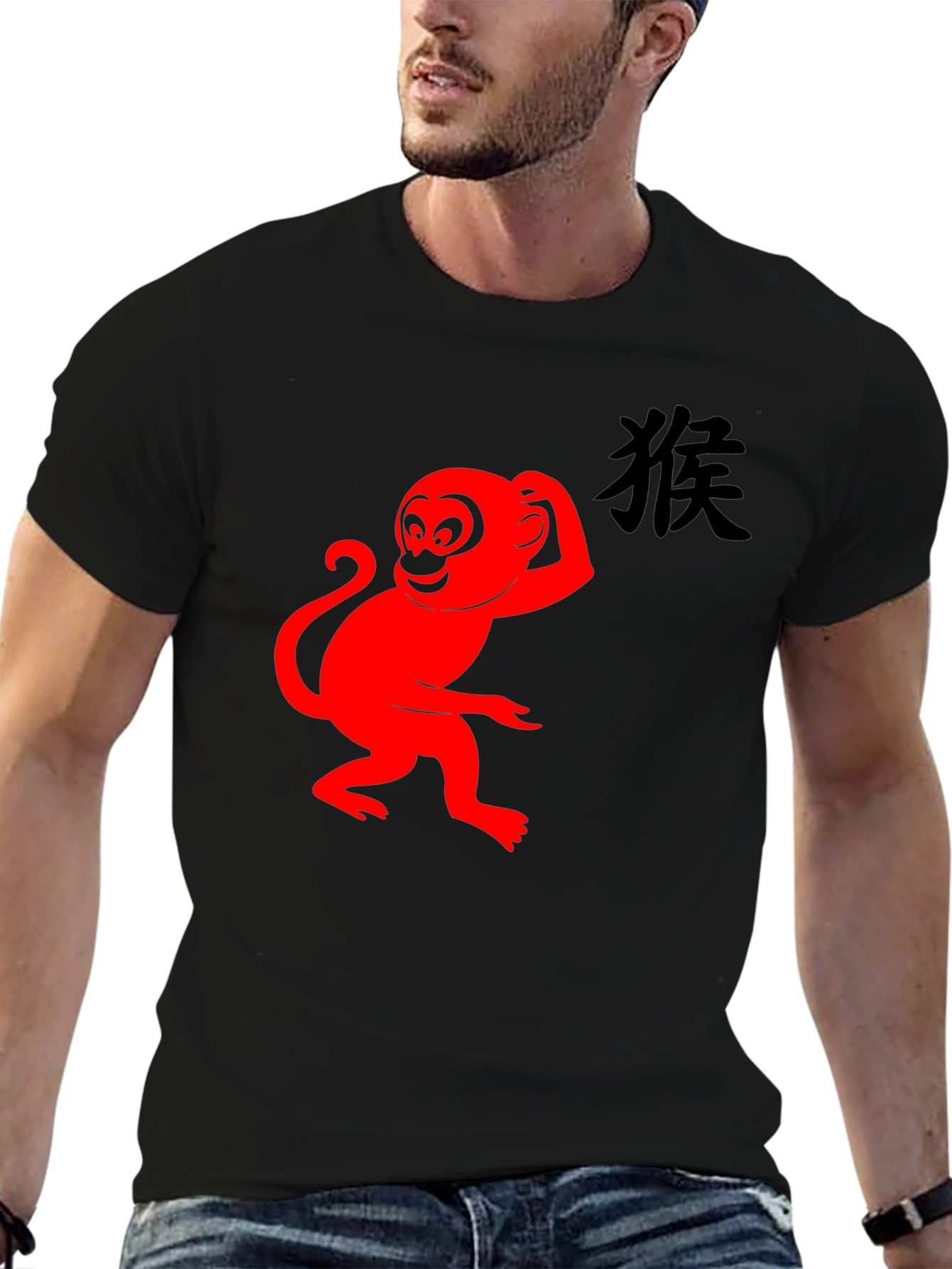 Red Monkey Graphic T-Shirt - Classic Black Tee