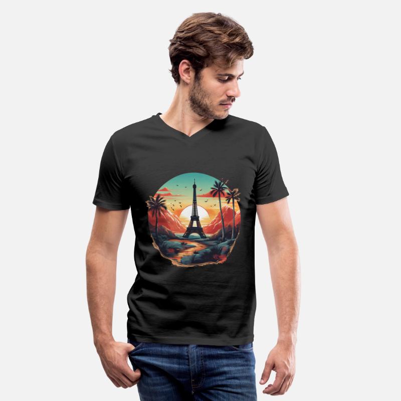 Eiffel Tower, rivers and palm trees