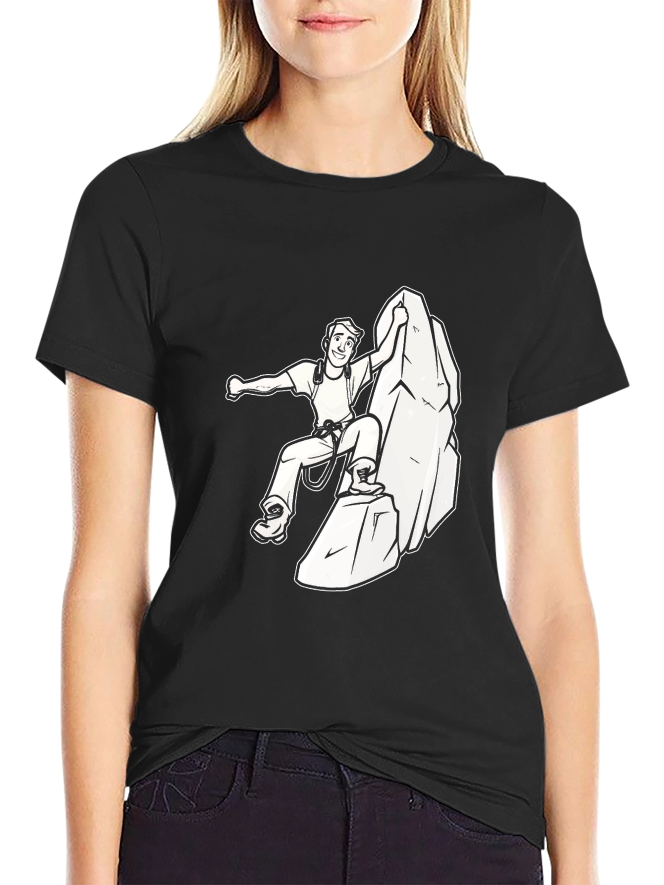 Climbing Cartoon Graphic Tee - Rock Climbing T-Shirt