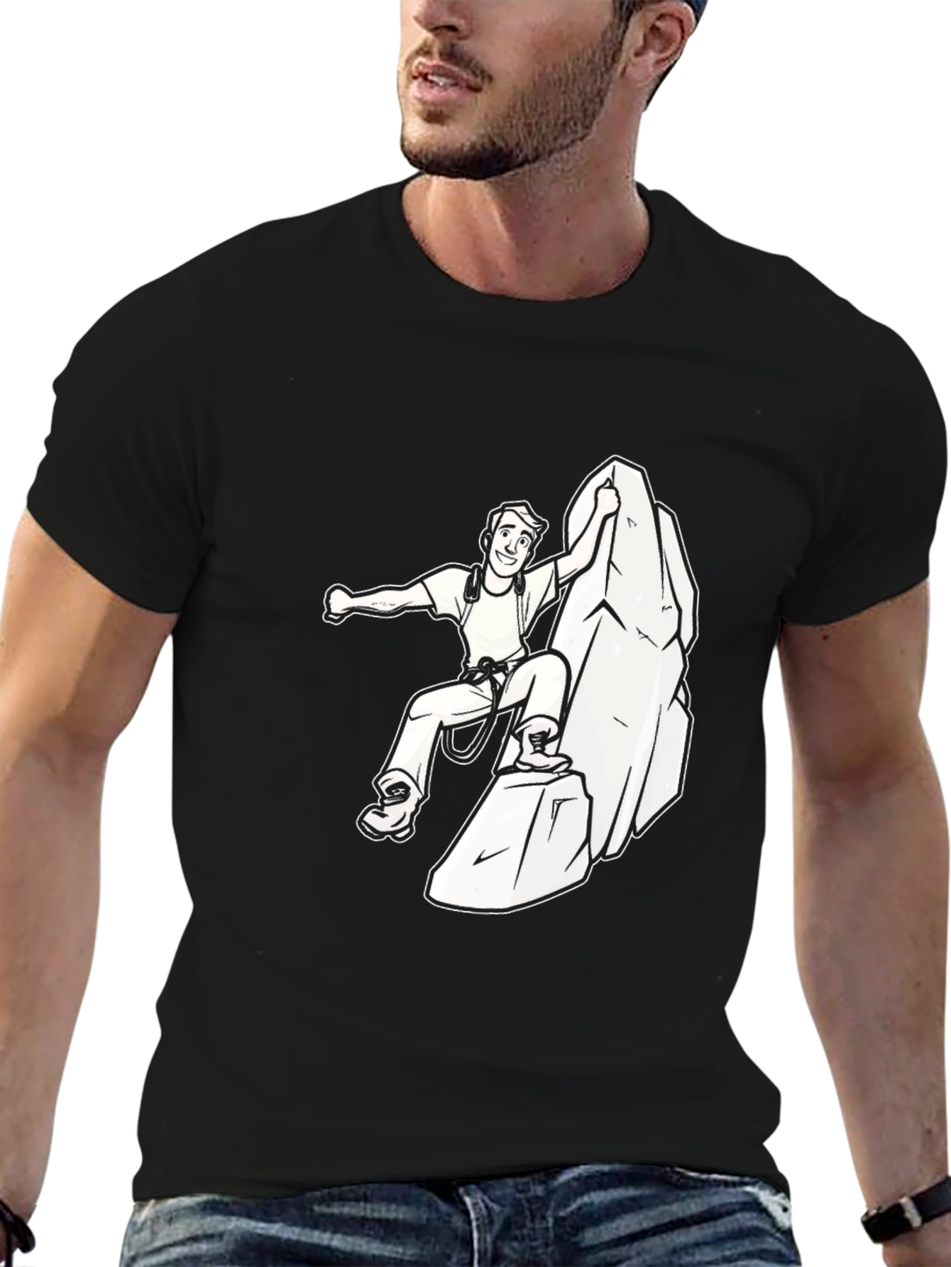 Climbing Cartoon Graphic Tee - Rock Climbing T-Shirt