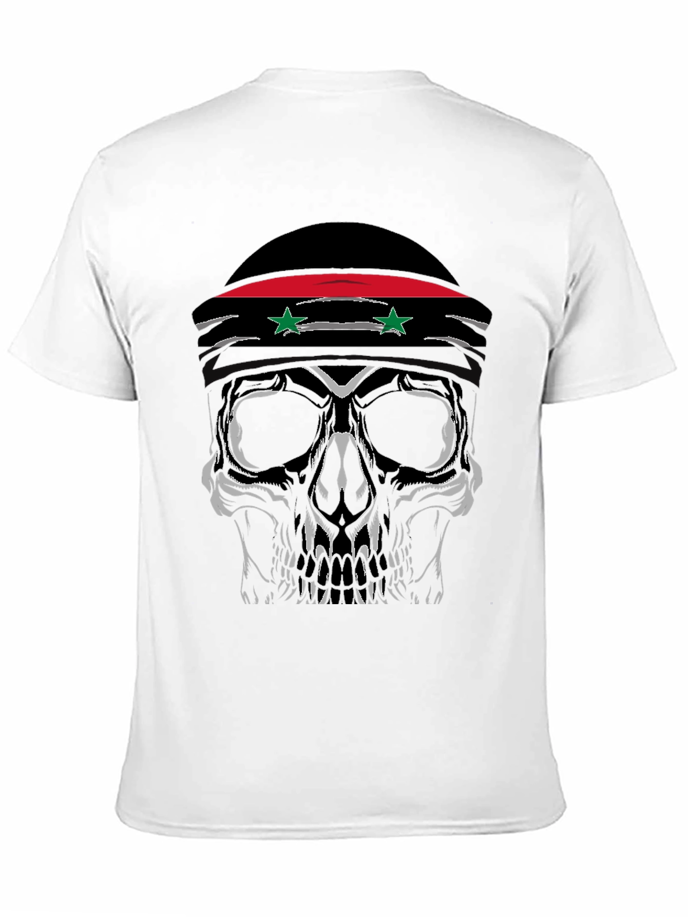 Skull T-Shirt with Syrian Flag Headband - Mens