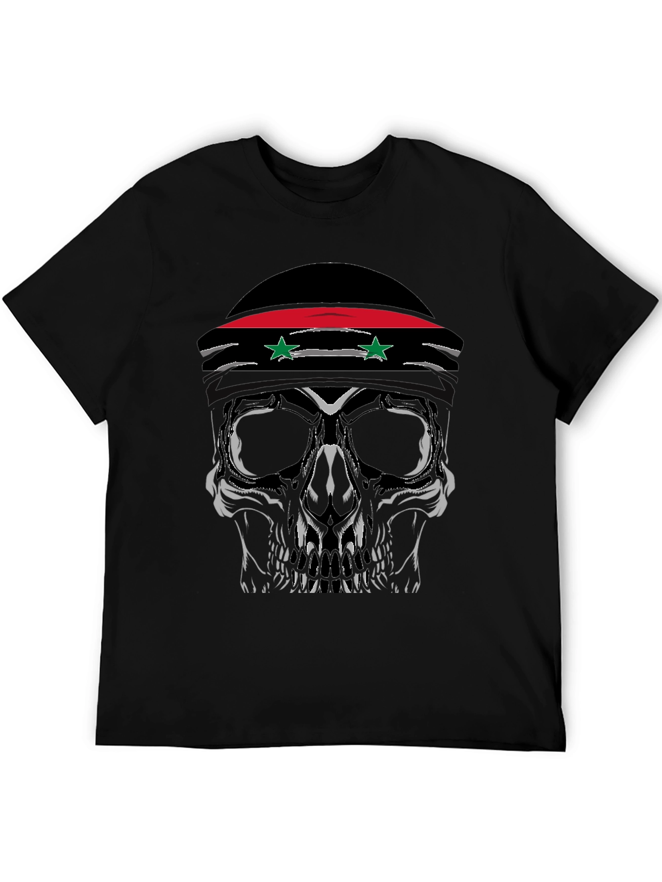 Skull T-Shirt with Syrian Flag Headband - Mens