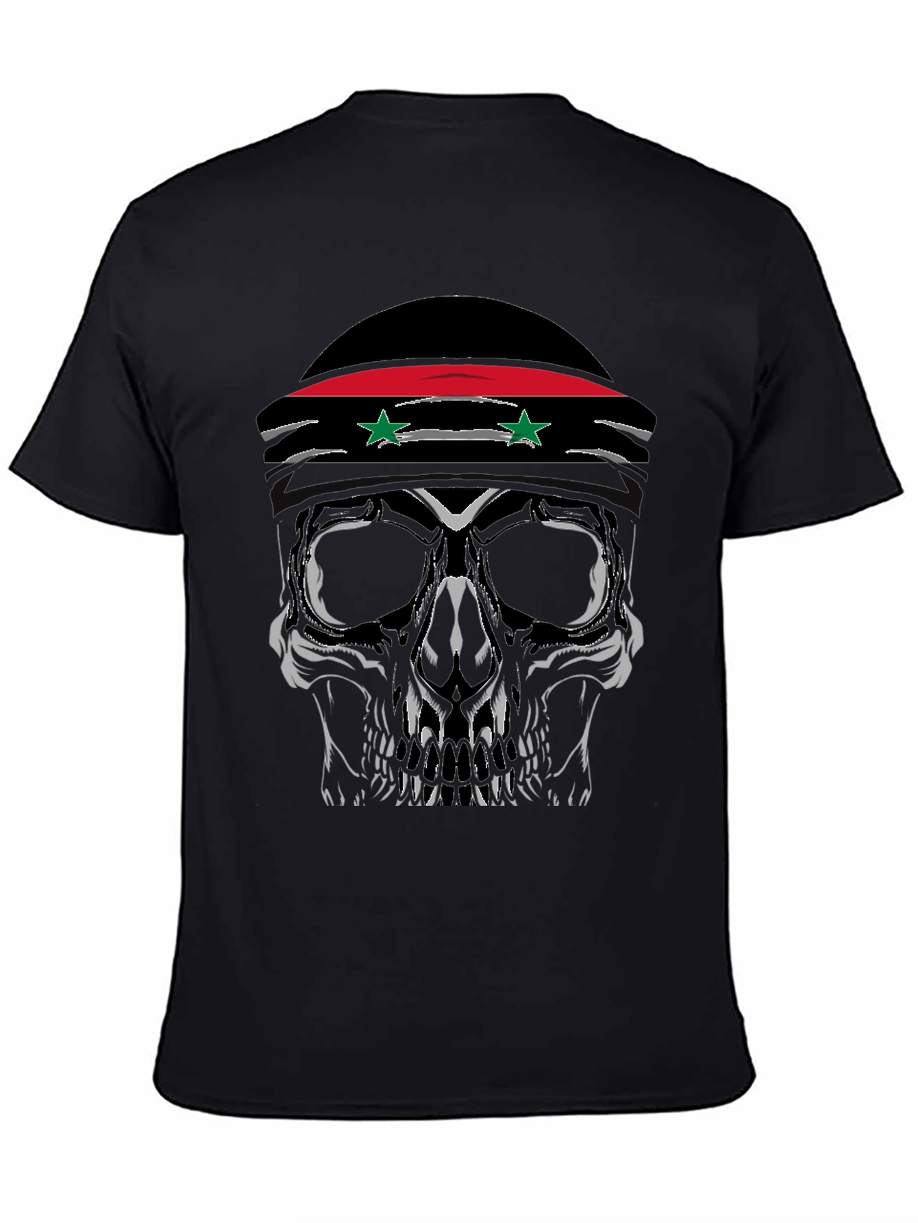 Skull T-Shirt with Syrian Flag Headband - Mens