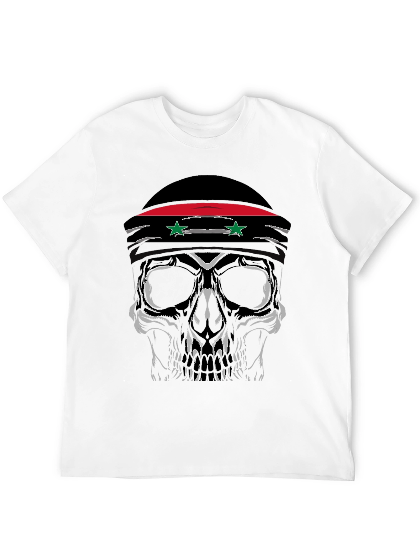 Skull T-Shirt with Syrian Flag Headband - Mens