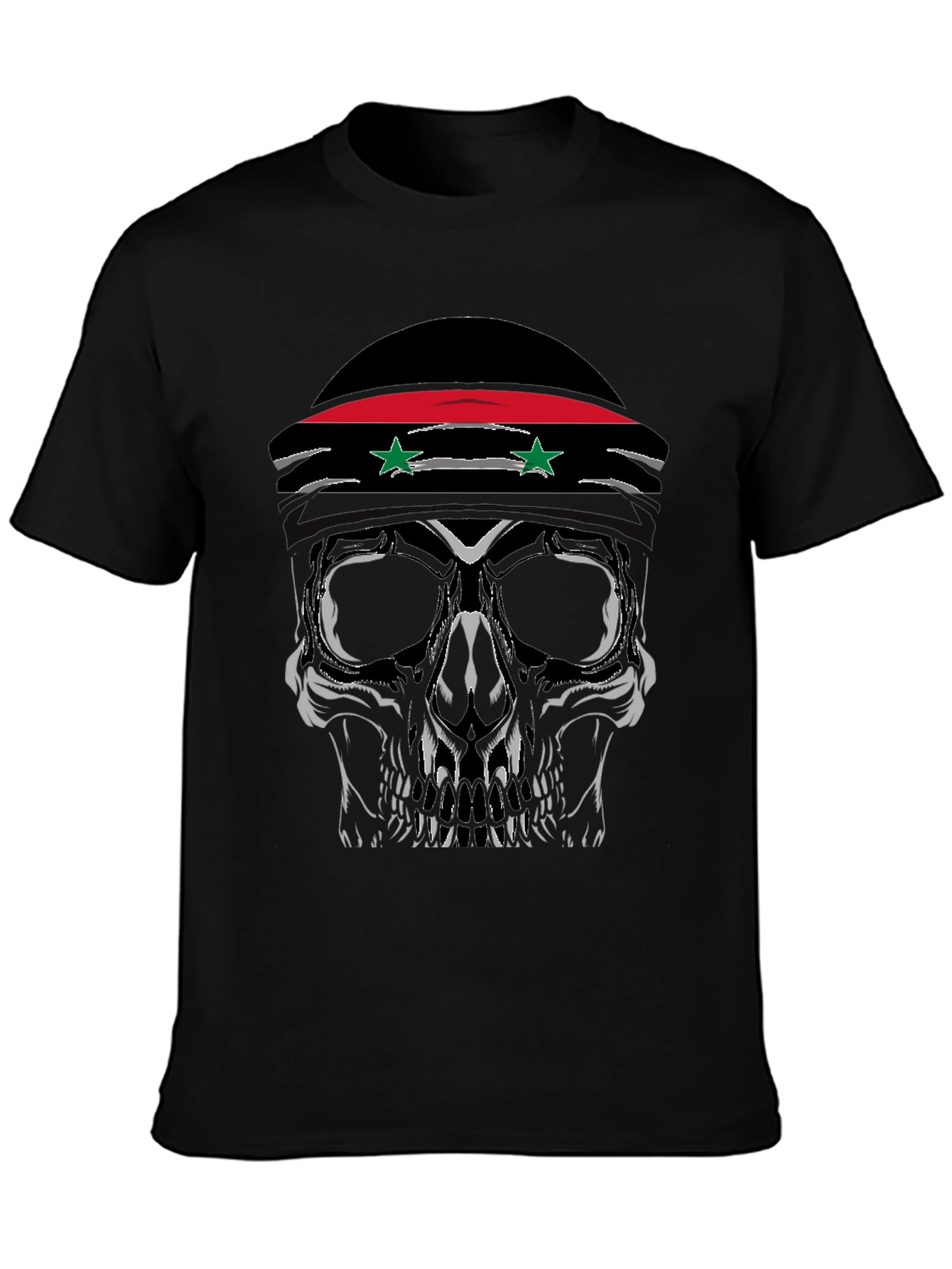 Skull T-Shirt with Syrian Flag Headband - Mens