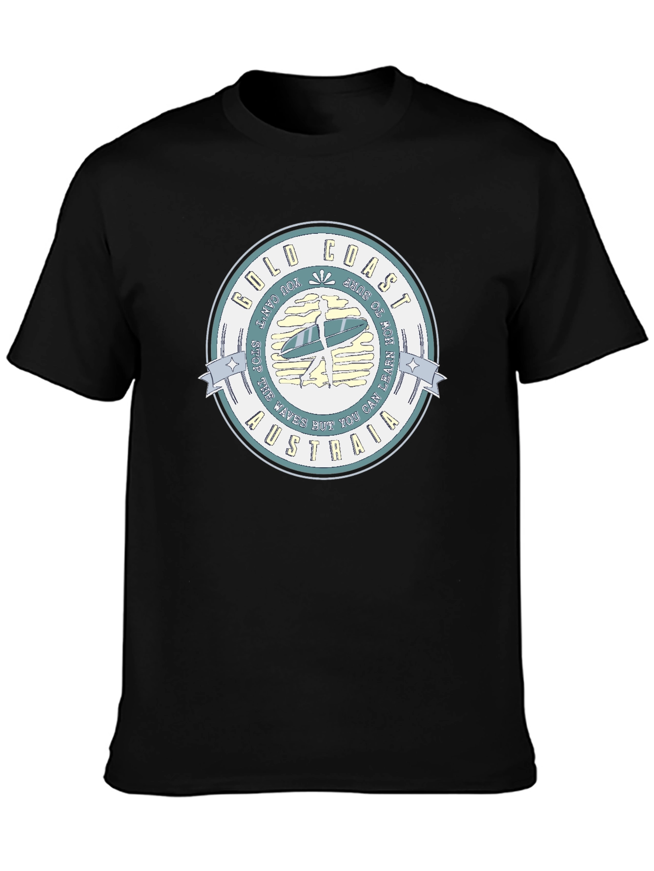 Gold Coast Australia Surfer Tee - Black