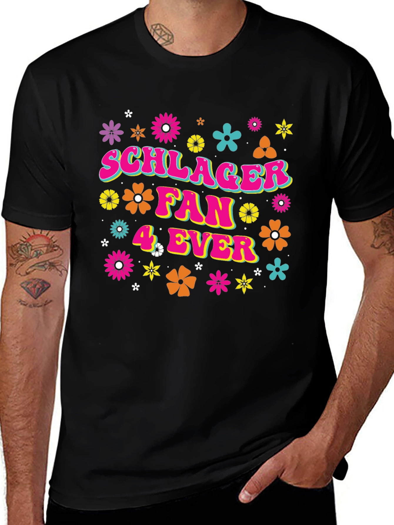 Schlager Fan 4 Ever Black Graphic Tee