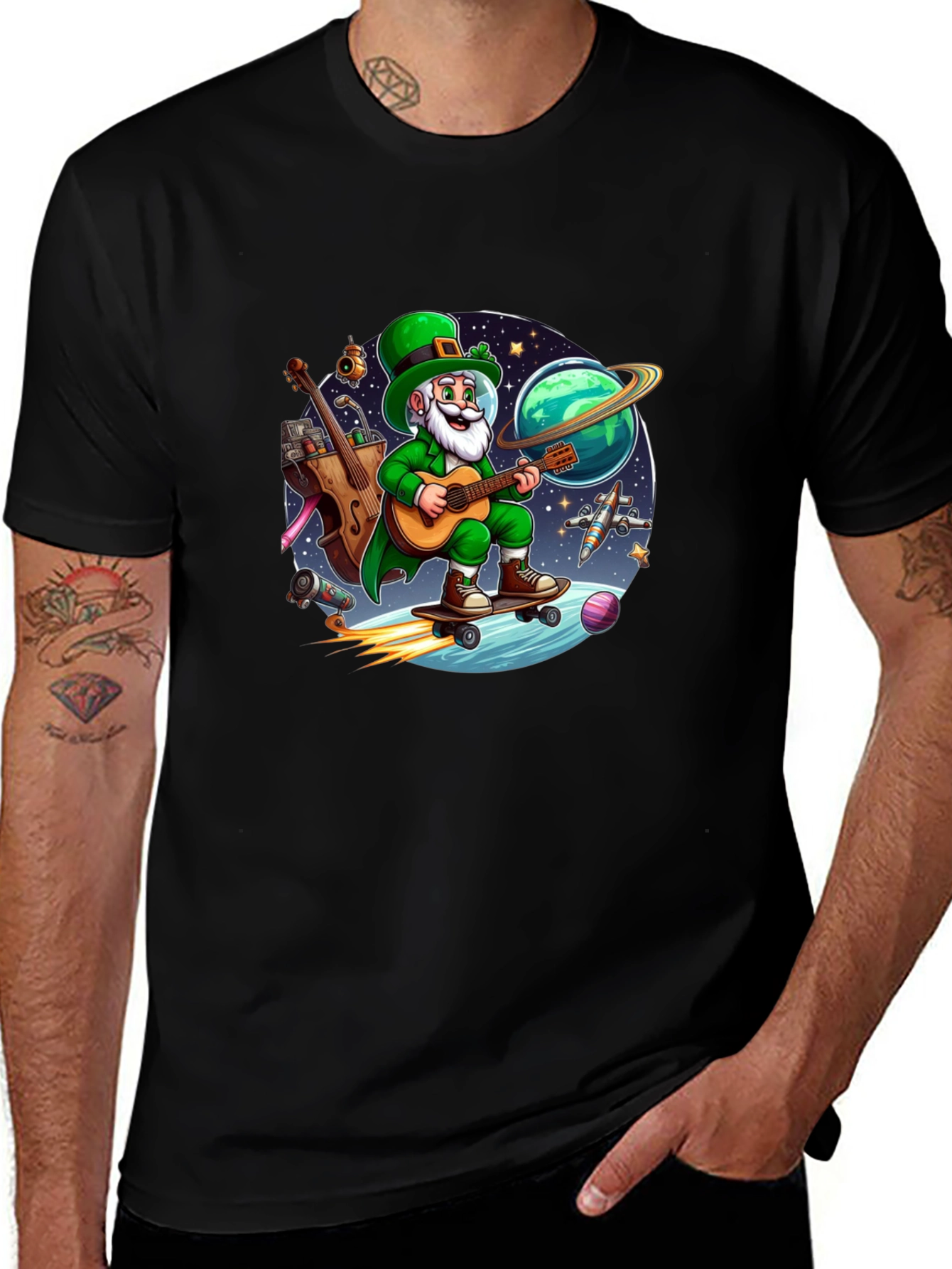 Lucky Leprechaun Space Traveler T-Shirt