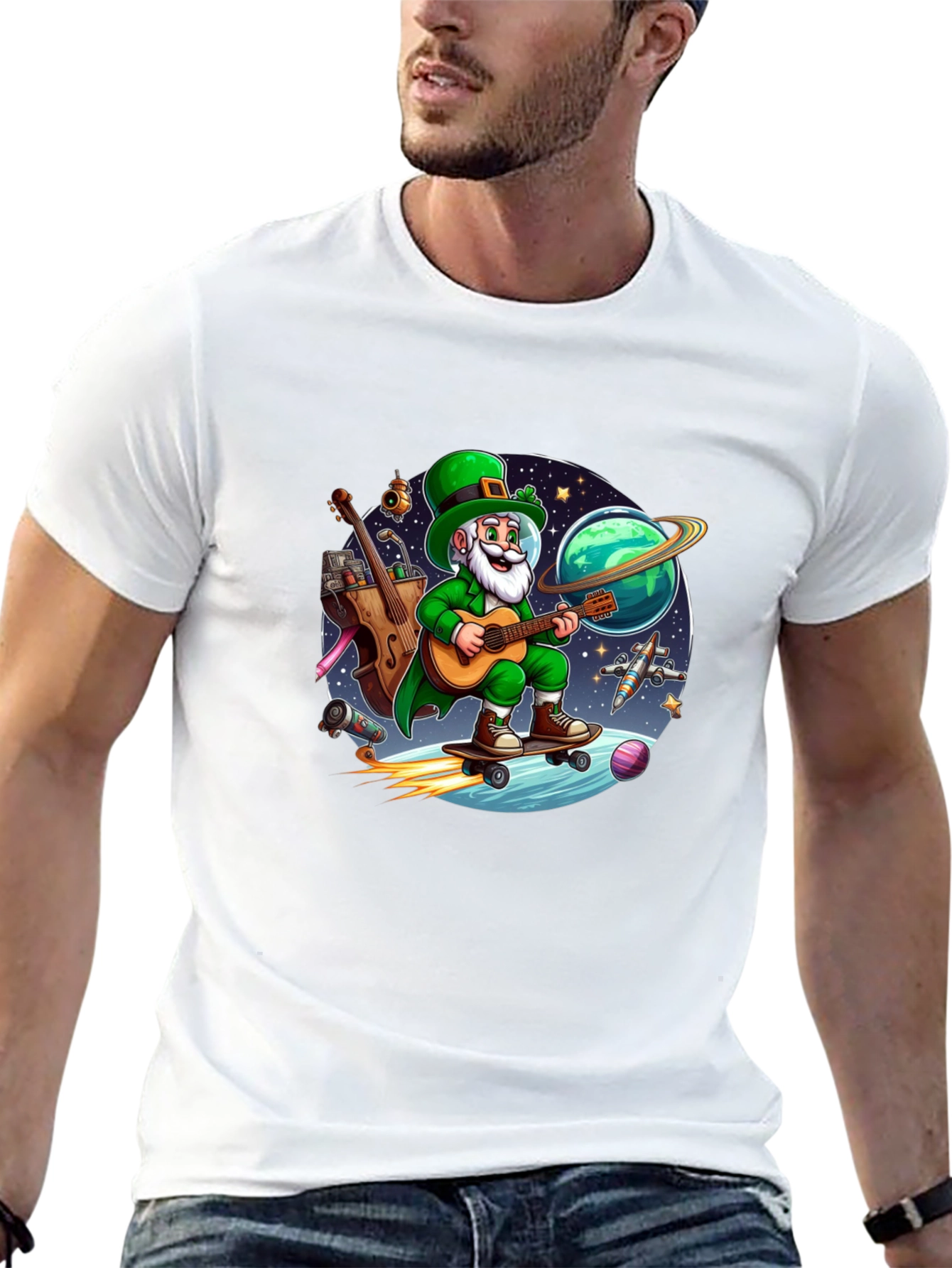 Lucky Leprechaun Space Traveler T-Shirt