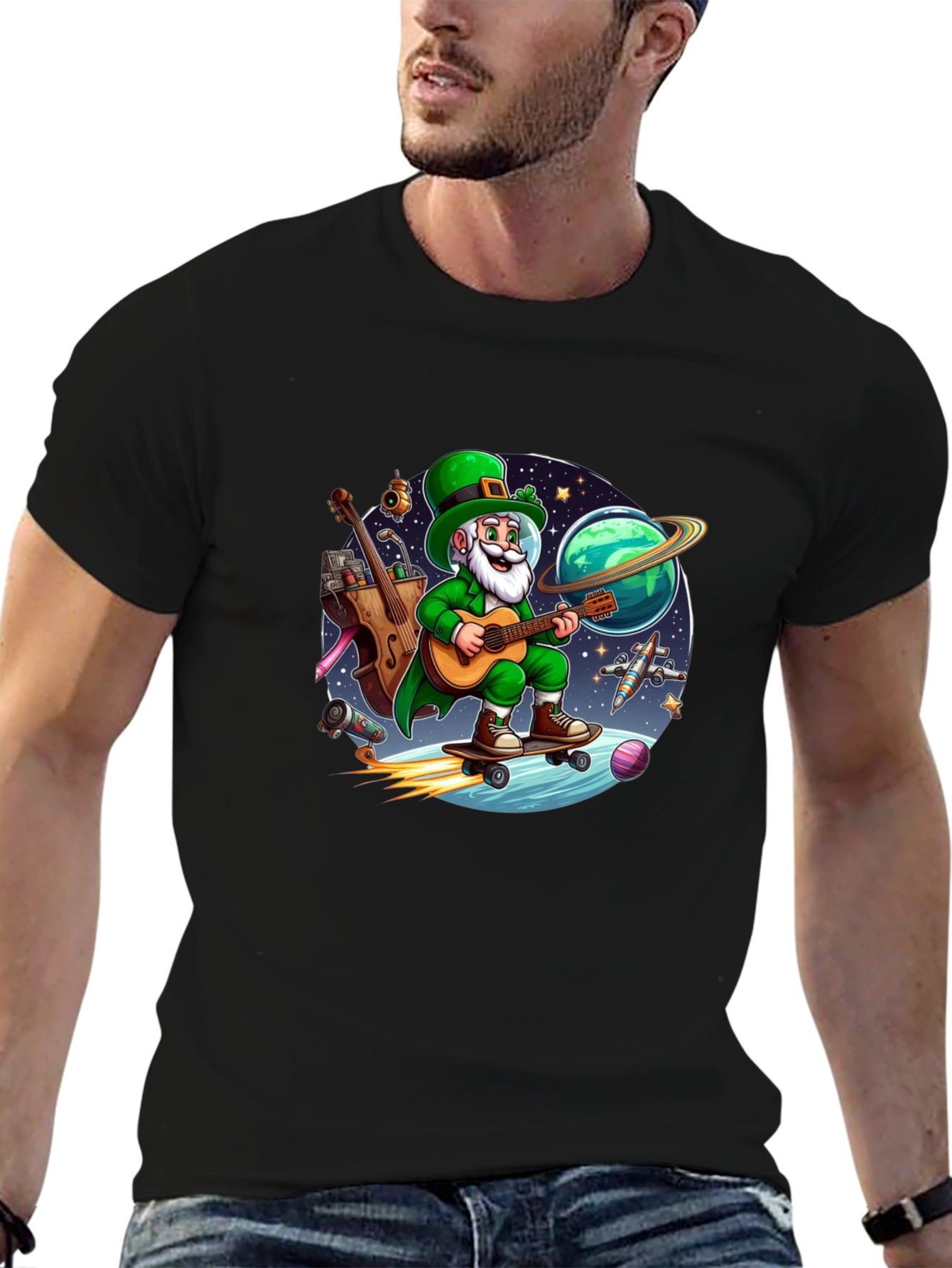 Lucky Leprechaun Space Traveler T-Shirt