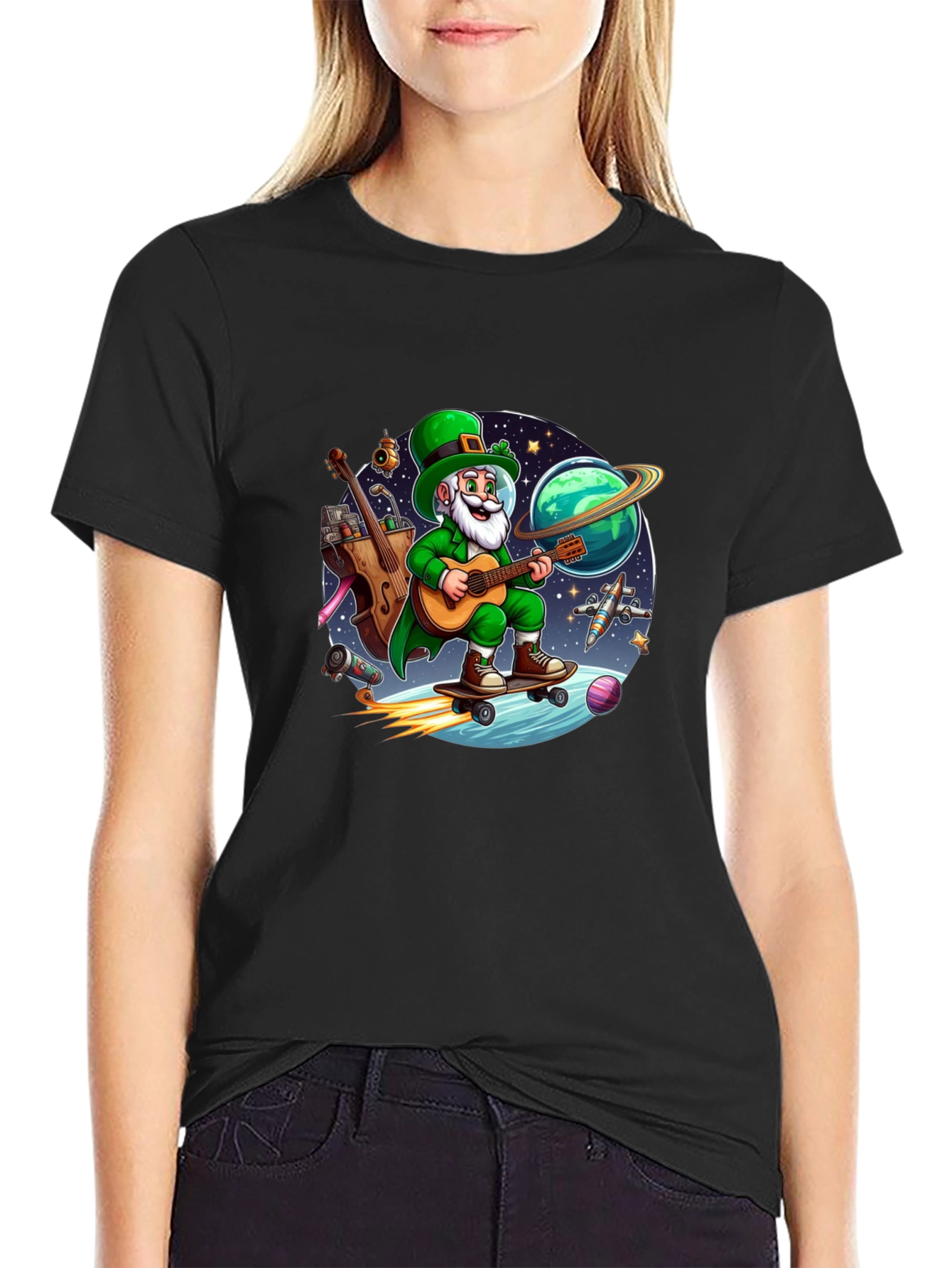 Lucky Leprechaun Space Traveler T-Shirt