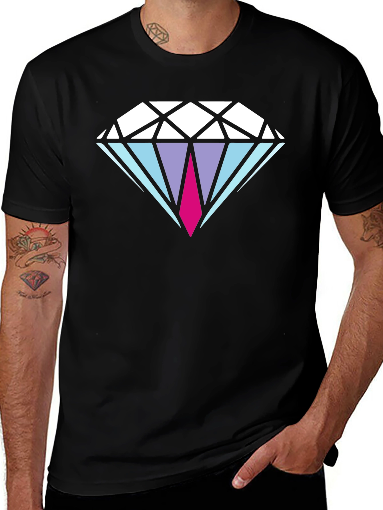 Diamond Graphic Mens Black T-Shirt