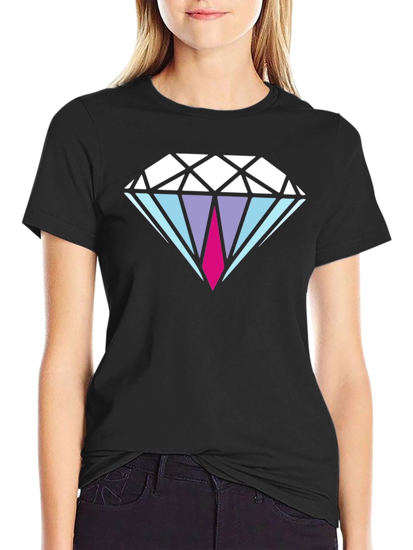 Diamond Graphic Mens Black T-Shirt