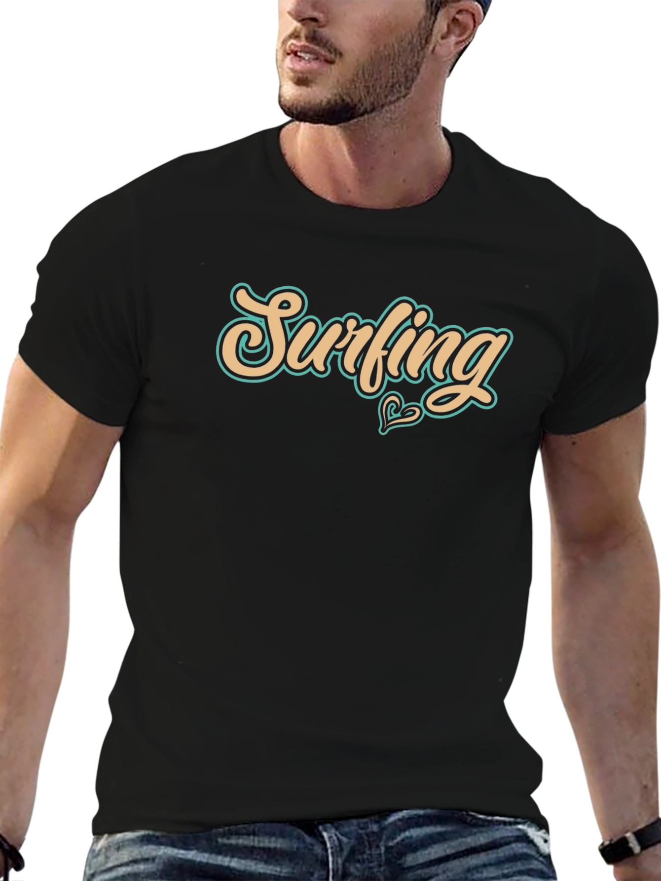 Surfing Graphic Black T-Shirt - Casual Wear