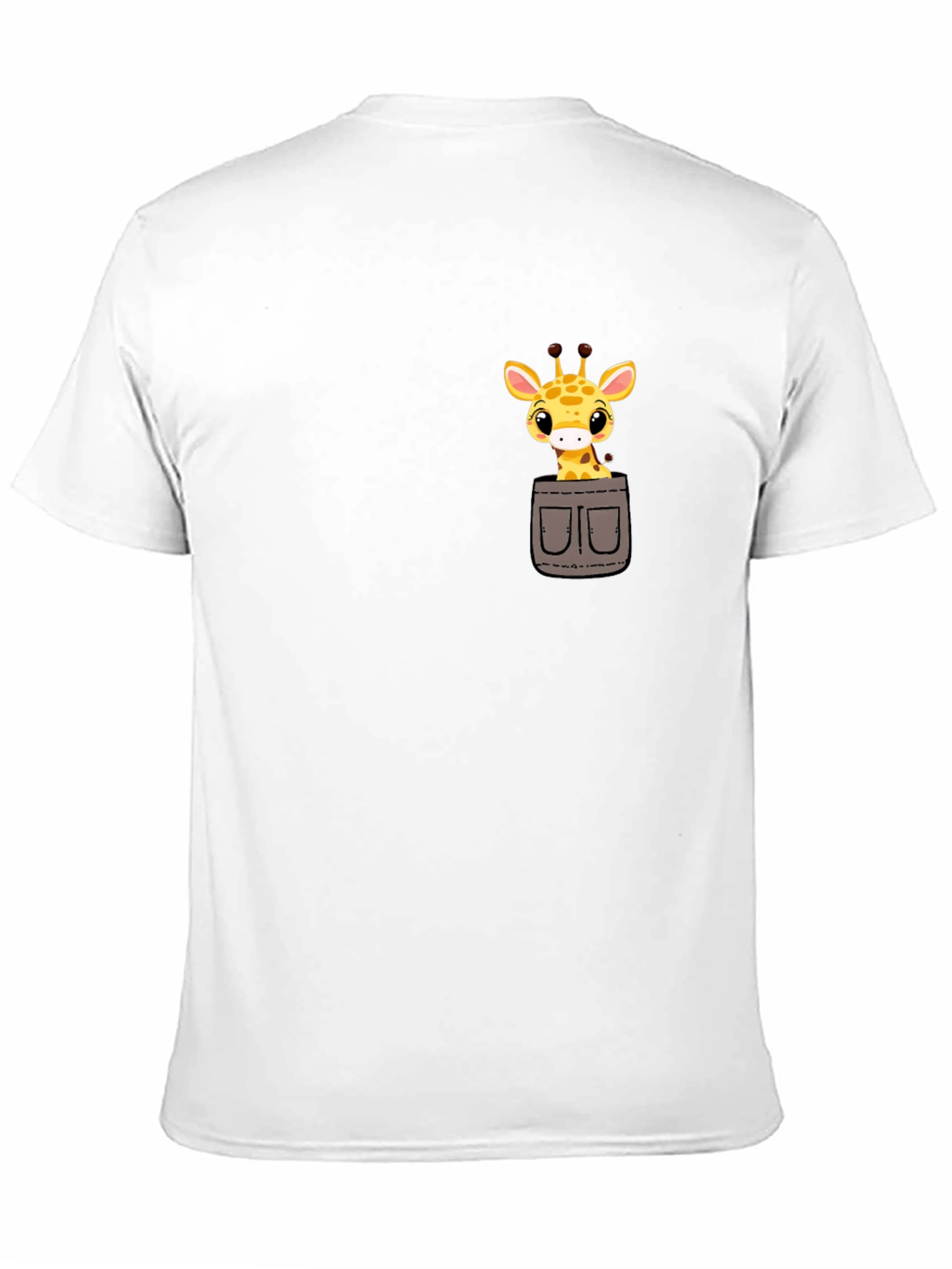 Cute Giraffe Pocket T-Shirt - Soft Cotton Tee