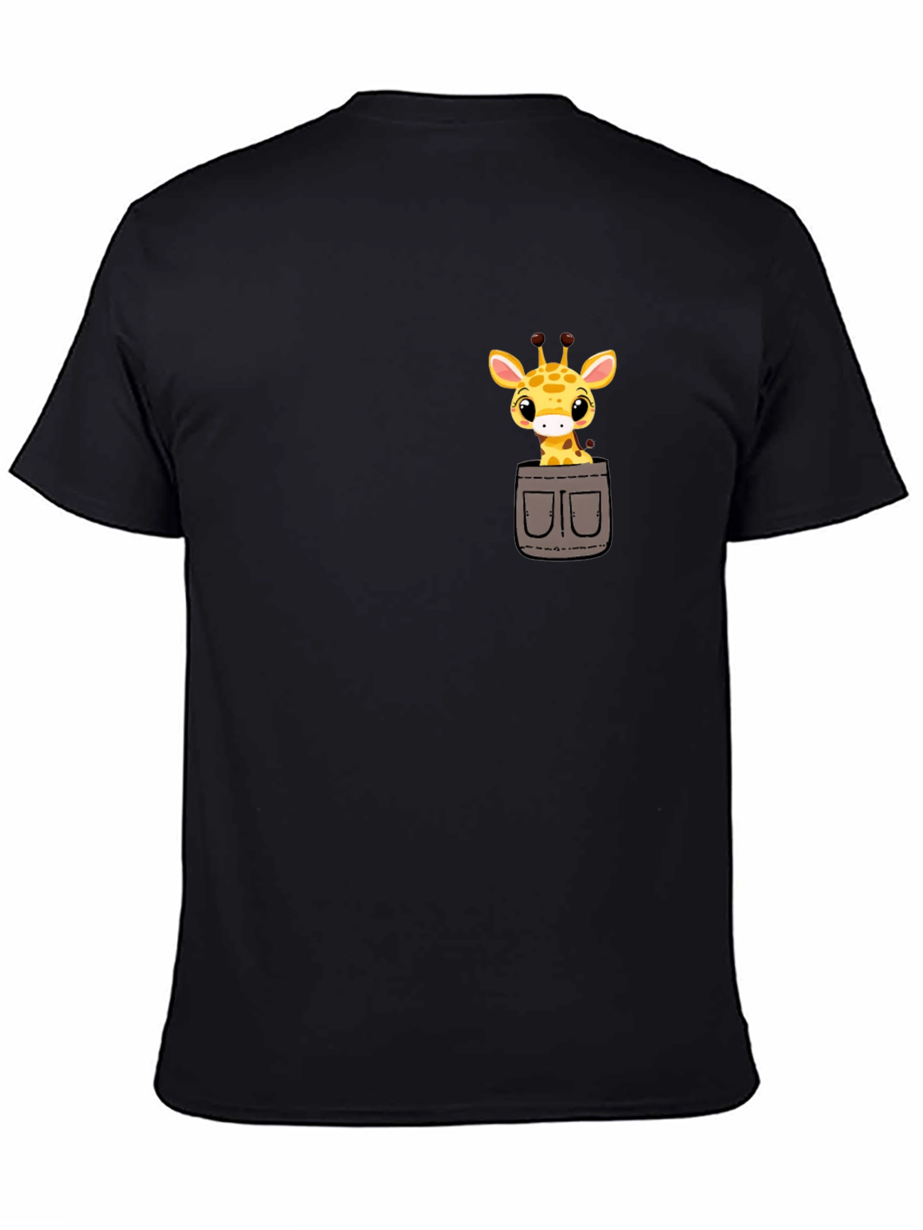 Cute Giraffe Pocket T-Shirt - Soft Cotton Tee