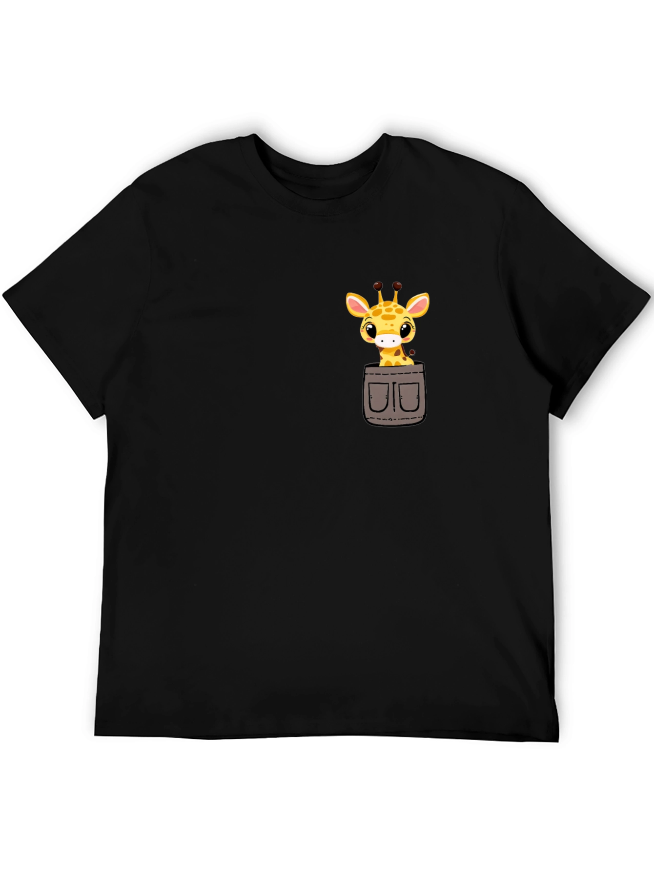 Cute Giraffe Pocket T-Shirt - Soft Cotton Tee