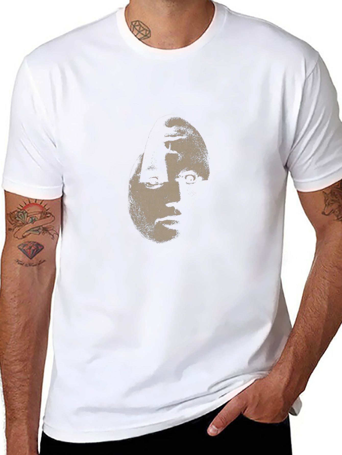 Creepy Face Graphic Black T-Shirt