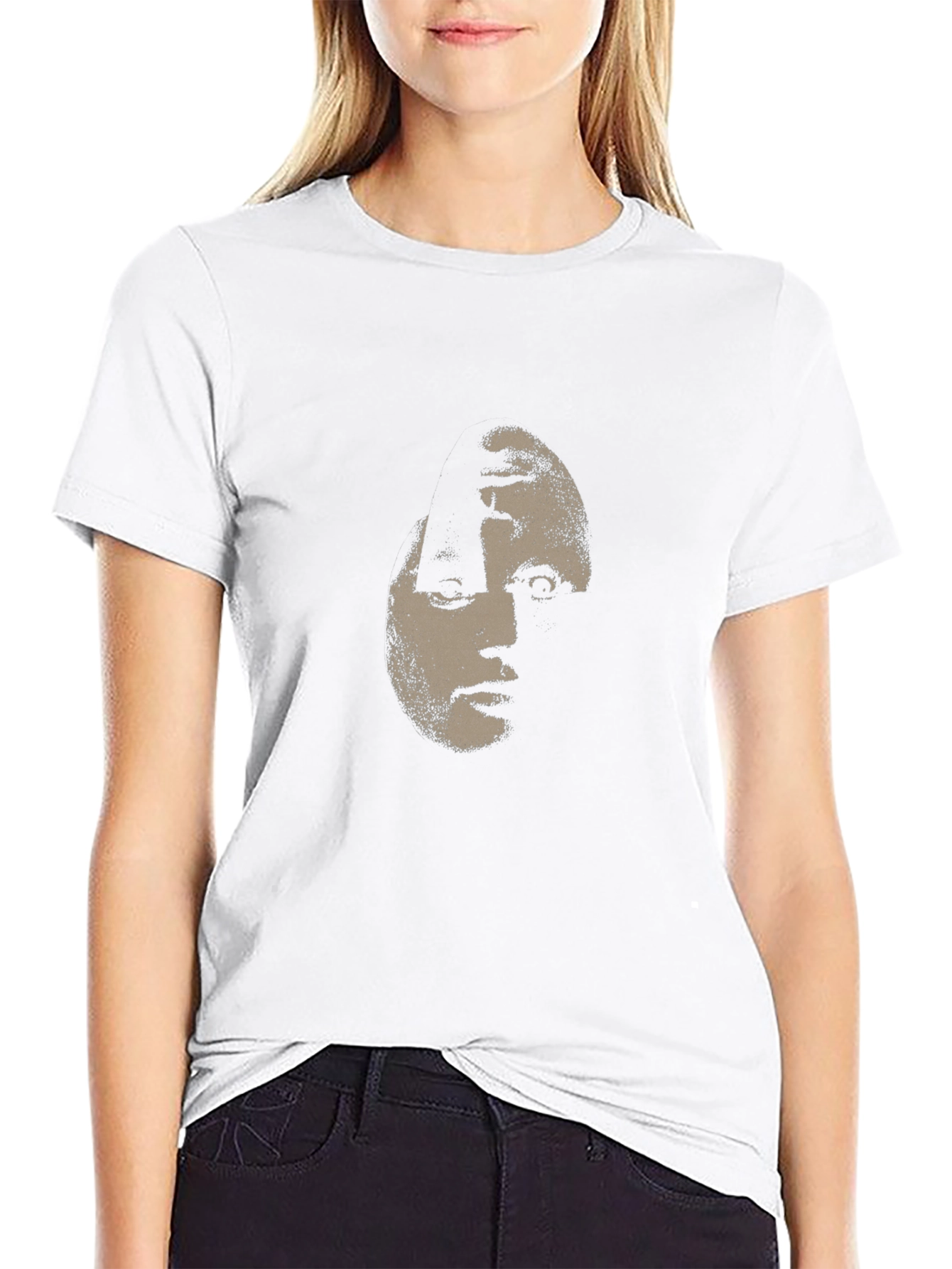 Creepy Face Graphic Black T-Shirt