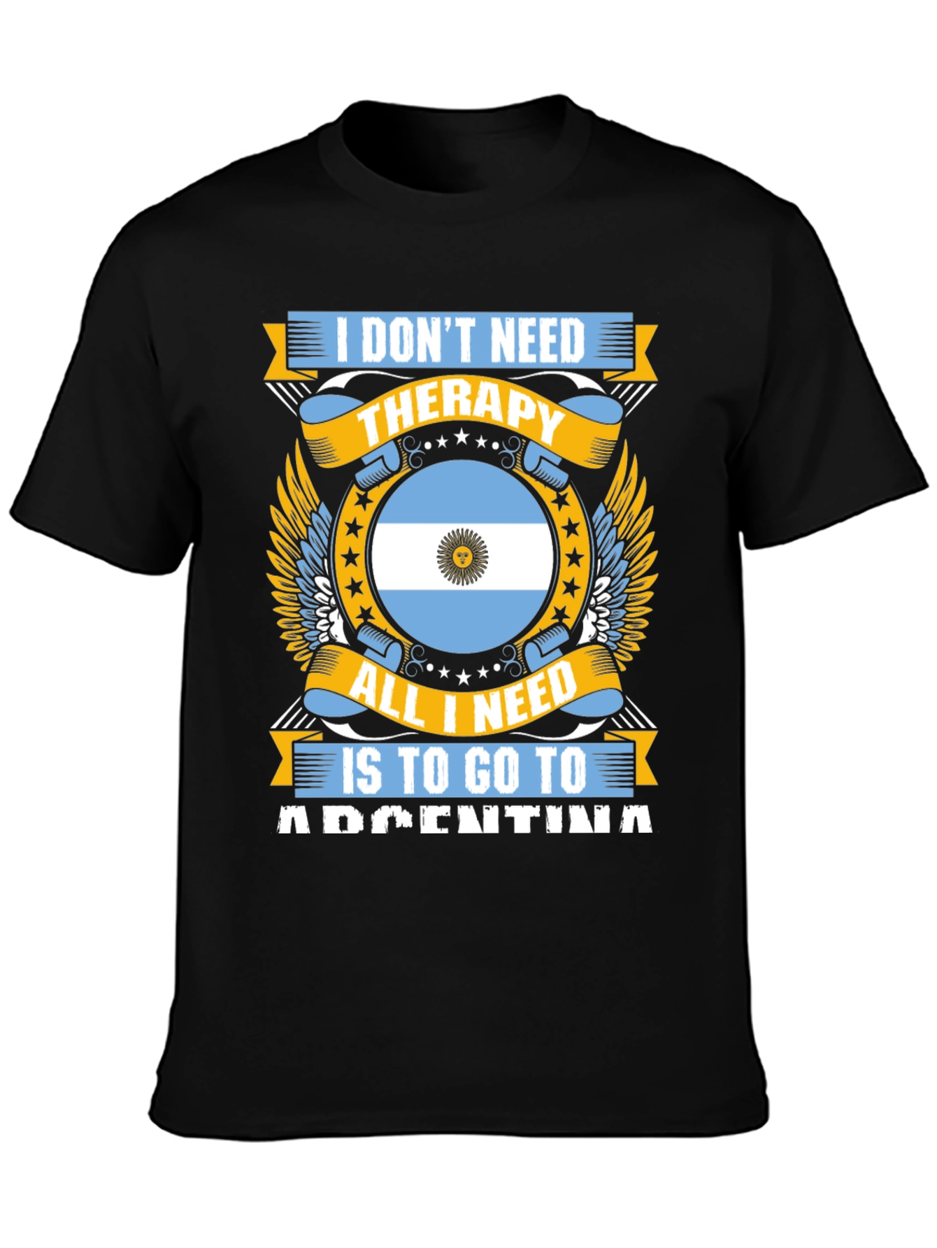 Argentina Therapy Graphic Tee - Black Cotton T-Shirt
