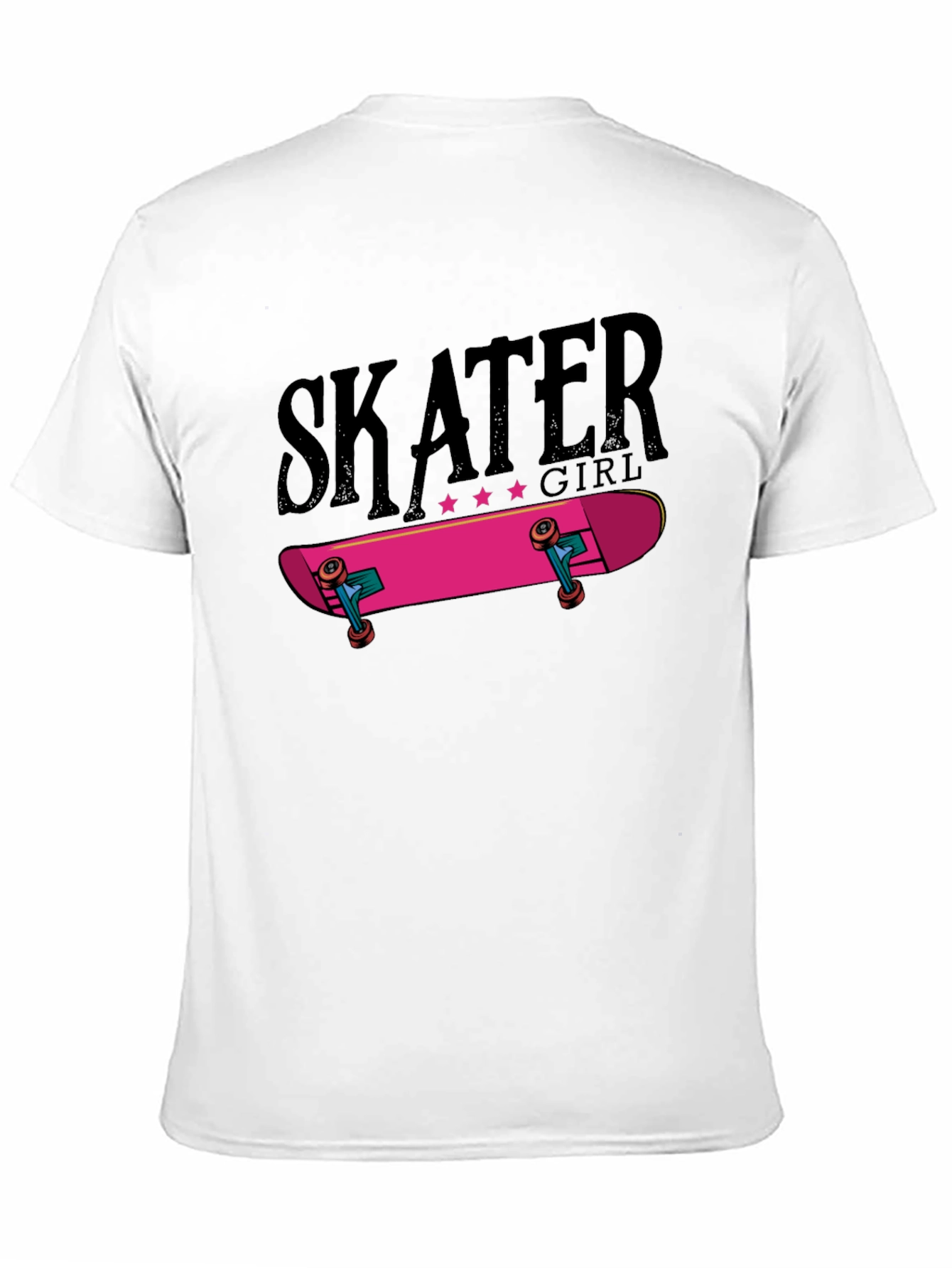 Skater Girl Graphic Tee - Black Cotton T-Shirt
