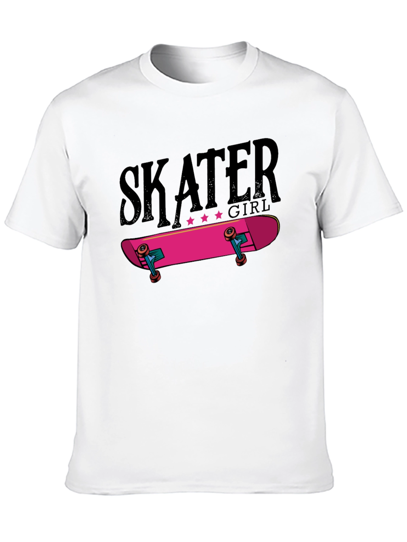 Skater Girl Graphic Tee - Black Cotton T-Shirt