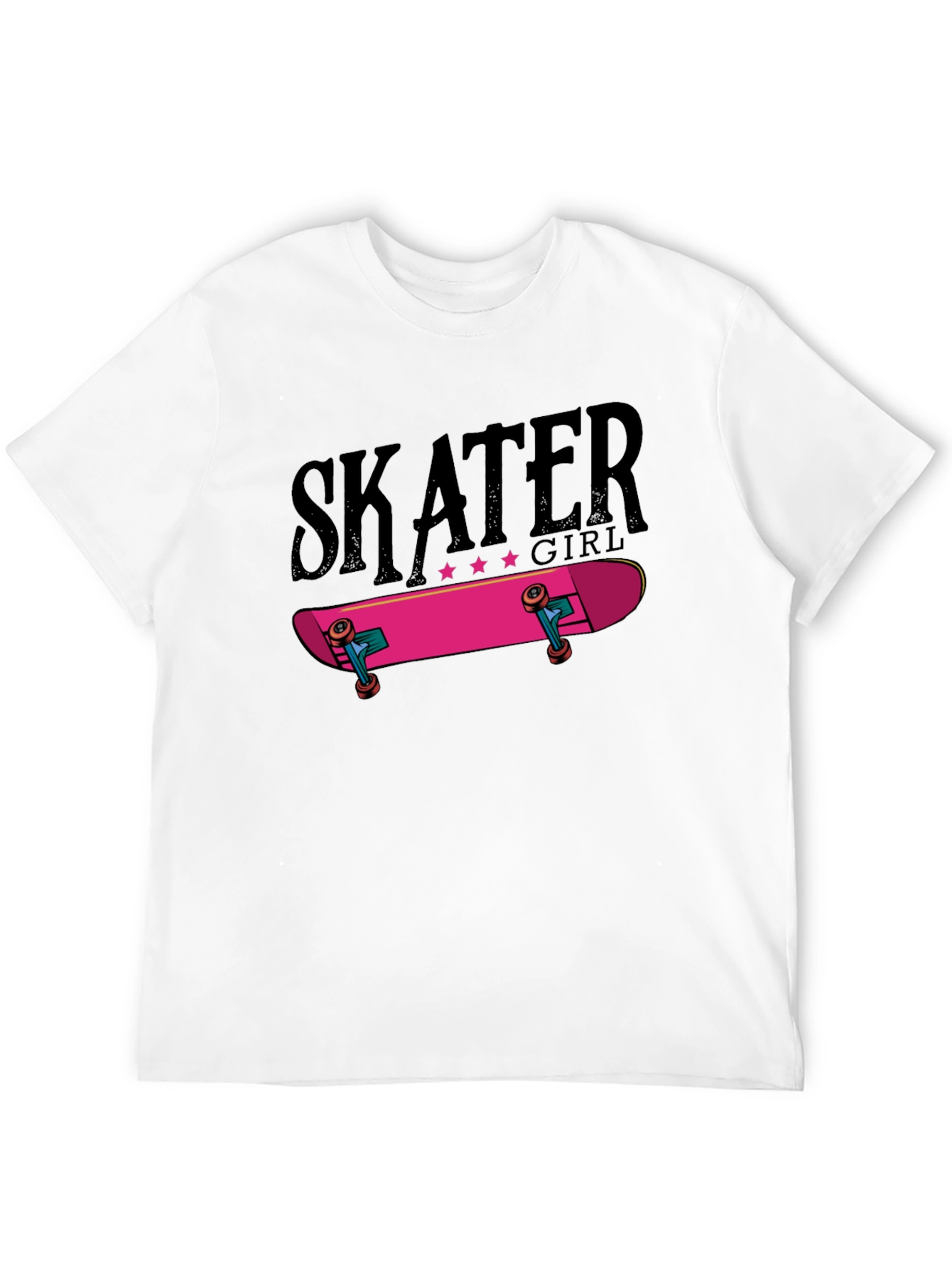 Skater Girl Graphic Tee - Black Cotton T-Shirt