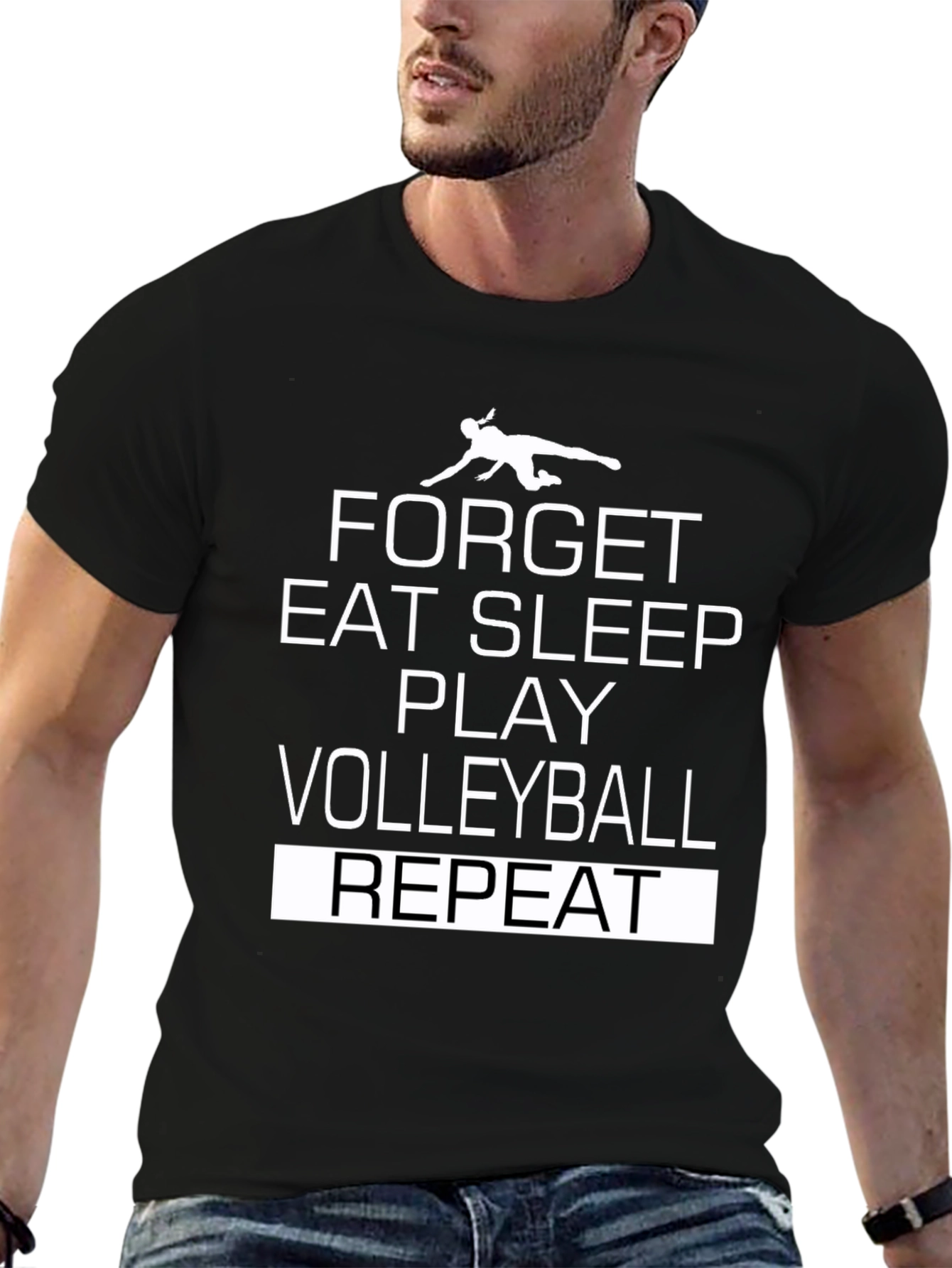 Volleyball Player Graphic T-Shirt - Eat Sleep Play Repeat