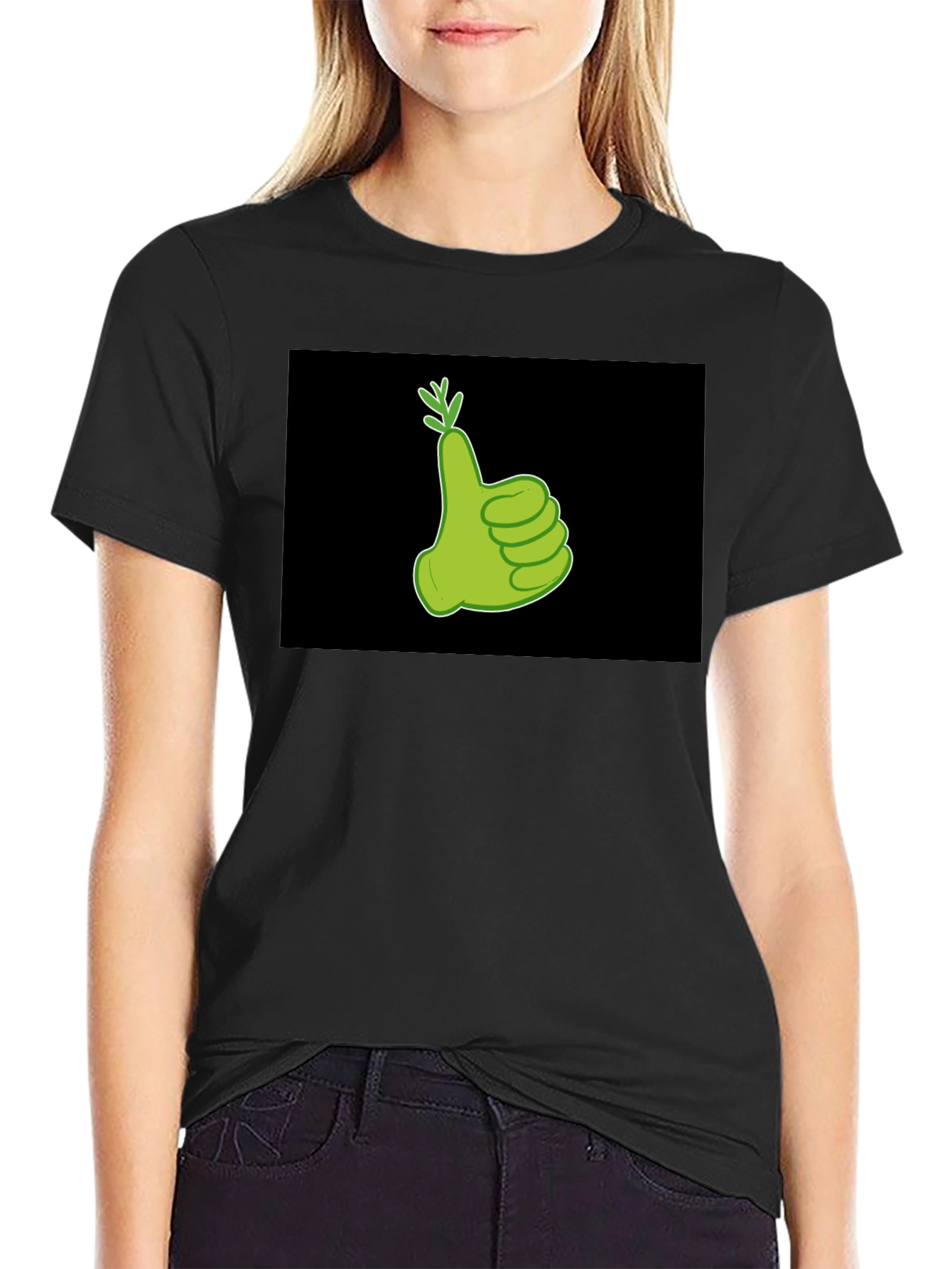 Thumbs Up Carrot Graphic Tee - Black
