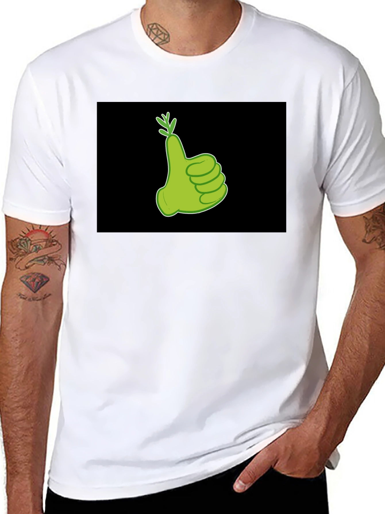 Thumbs Up Carrot Graphic Tee - Black