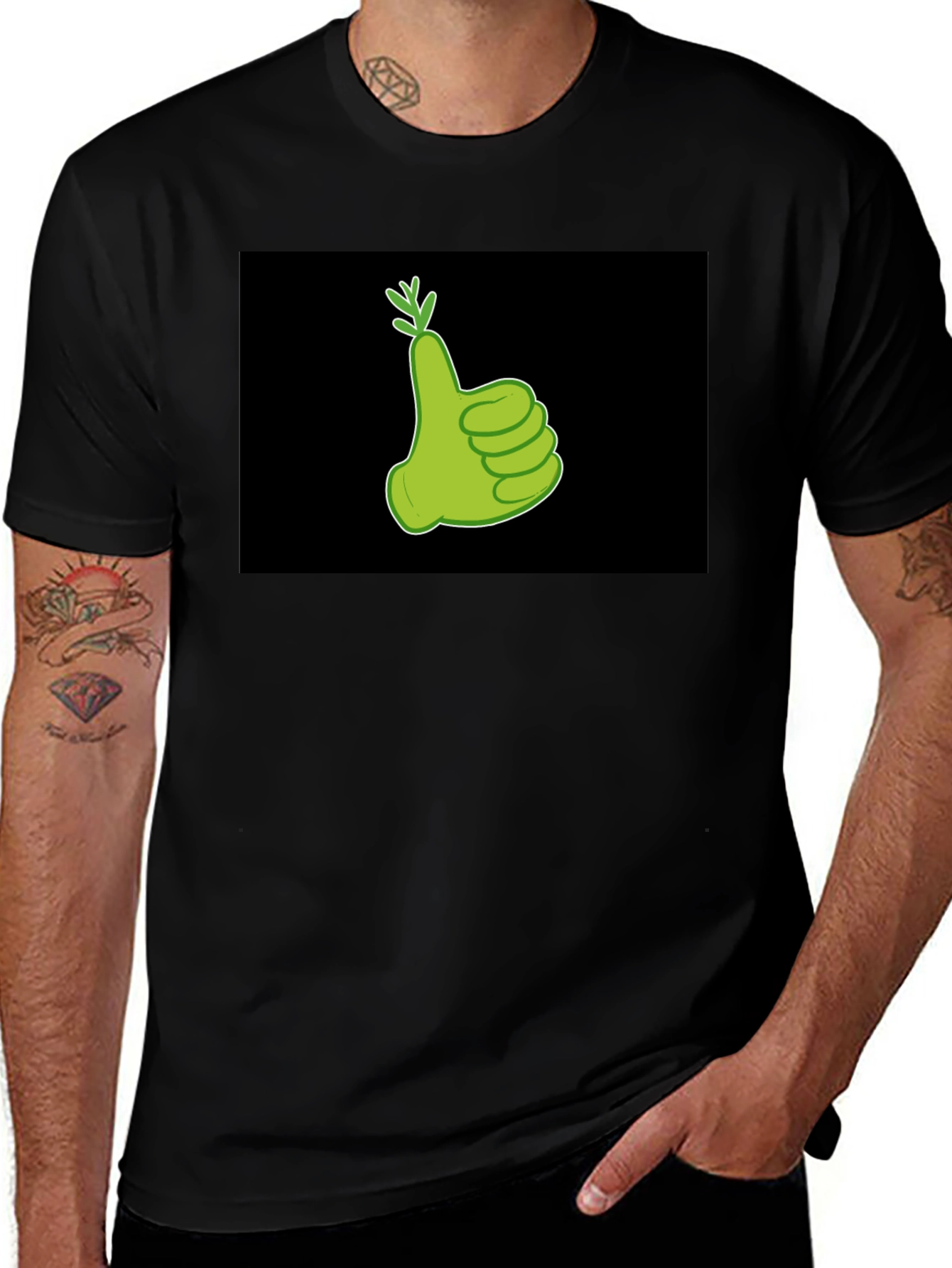 Thumbs Up Carrot Graphic Tee - Black