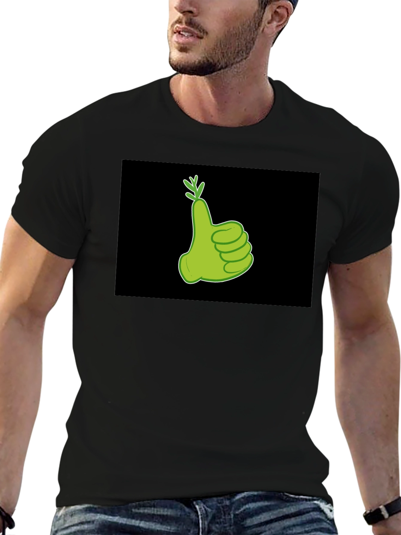 Thumbs Up Carrot Graphic Tee - Black