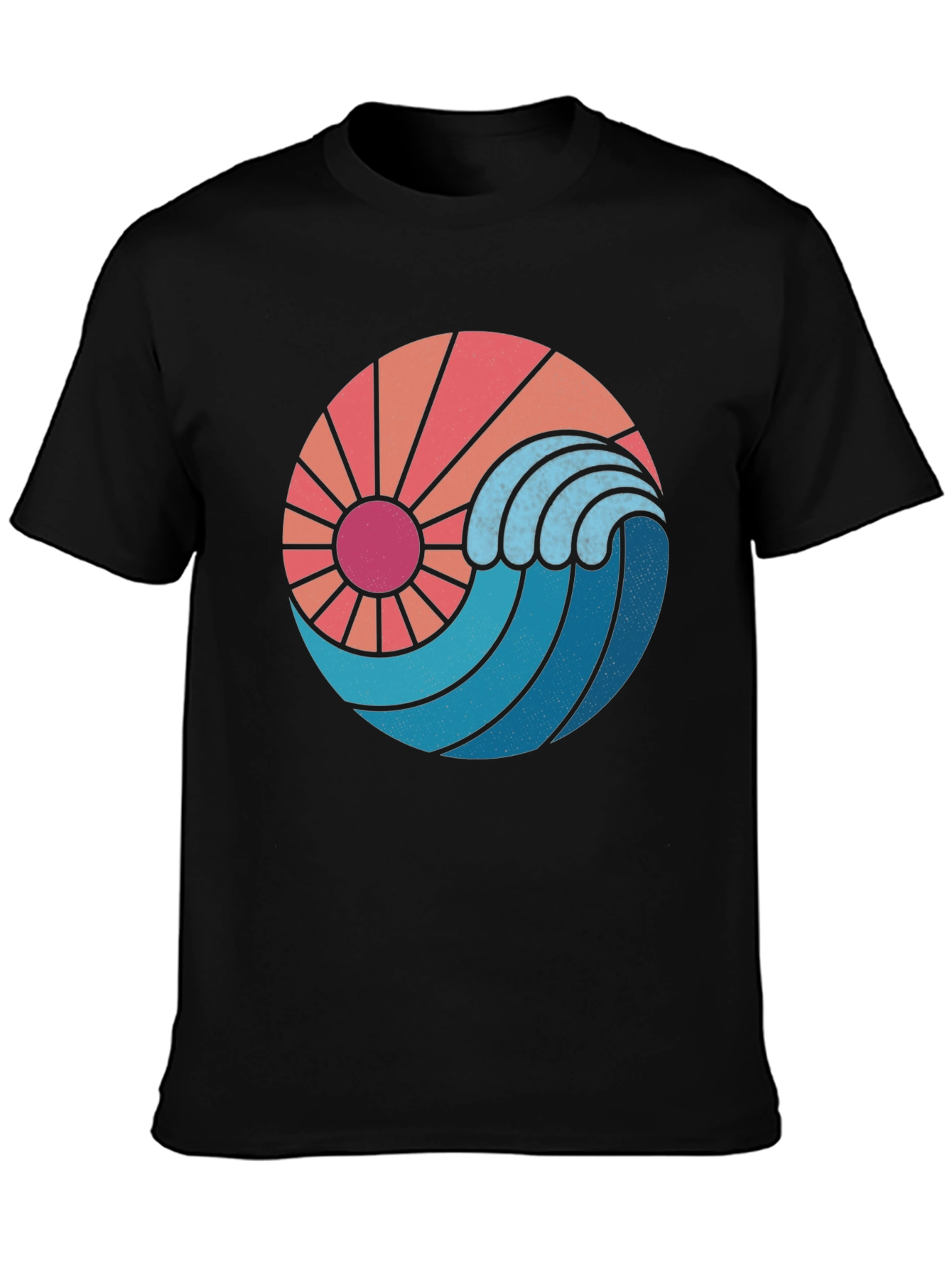 Sun & Wave Graphic Black Tee