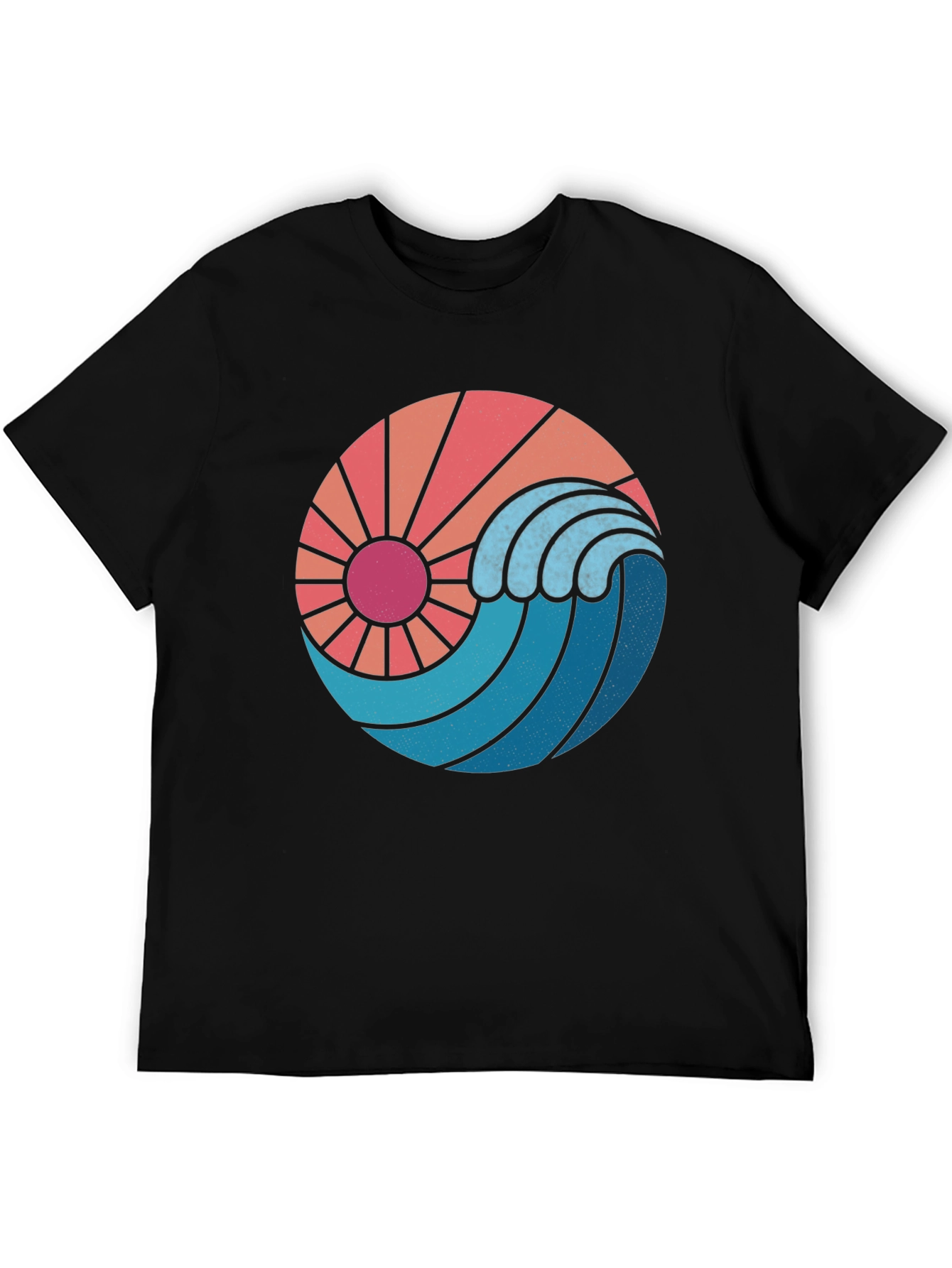 Sun & Wave Graphic Black Tee