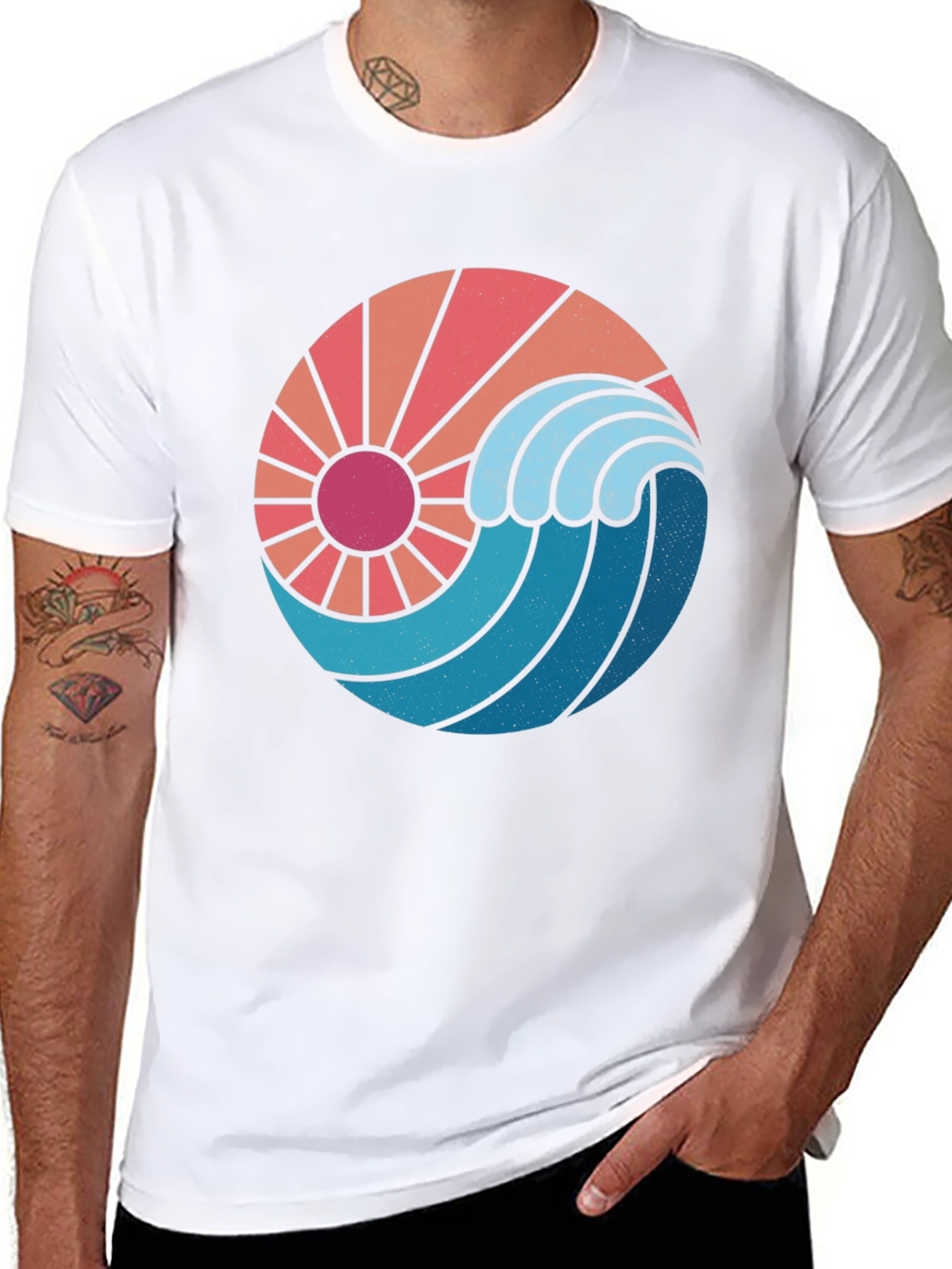 Sun & Wave Graphic Black Tee