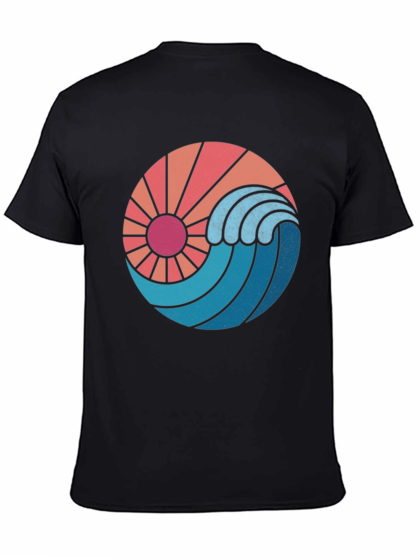 Sun & Wave Graphic Black Tee