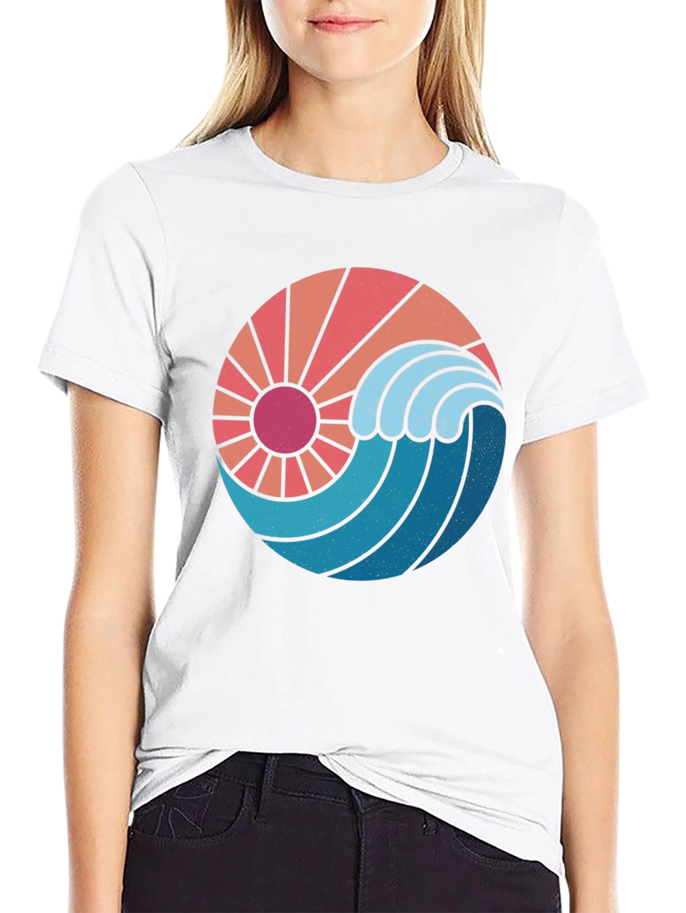 Sun & Wave Graphic Black Tee