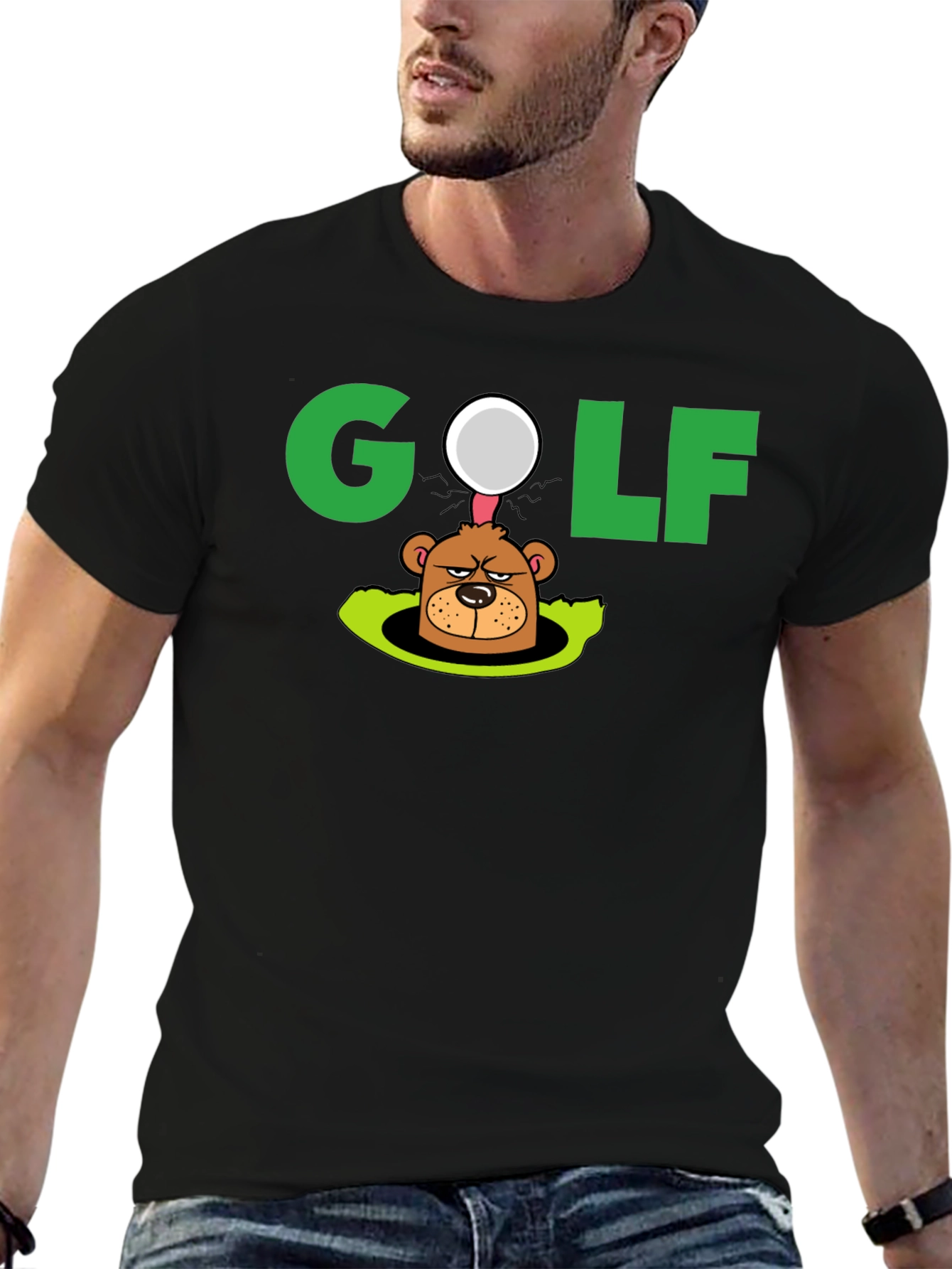 Golf Mole Cartoon Graphic T-Shirt