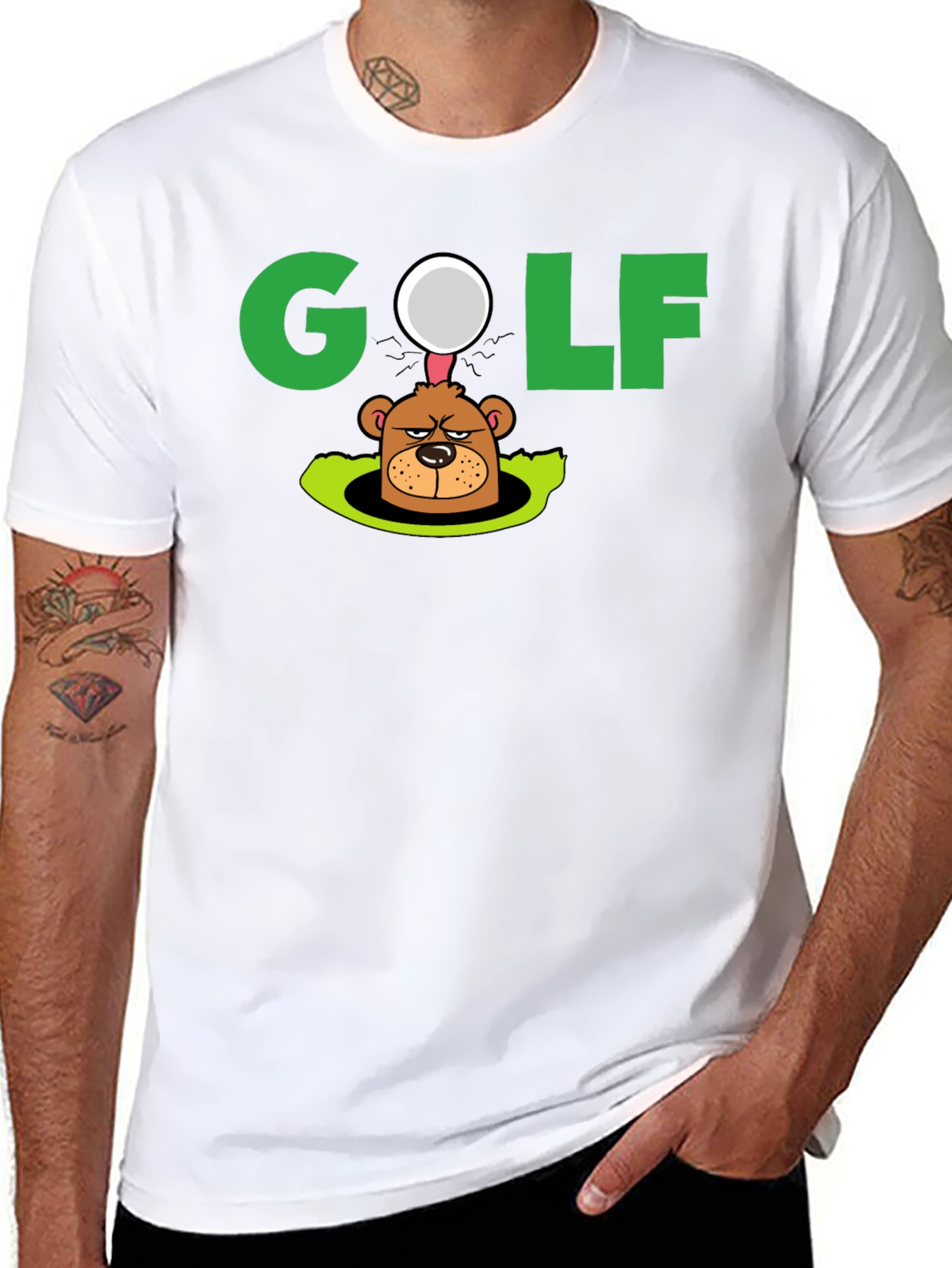 Golf Mole Cartoon Graphic T-Shirt
