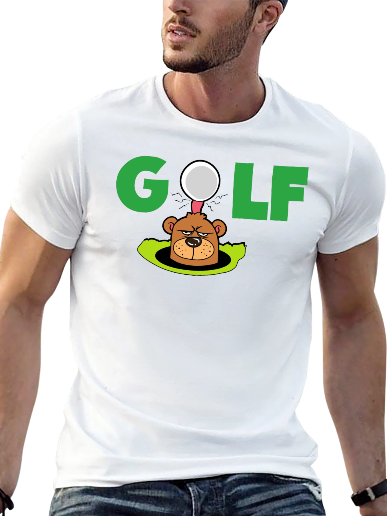 Golf Mole Cartoon Graphic T-Shirt