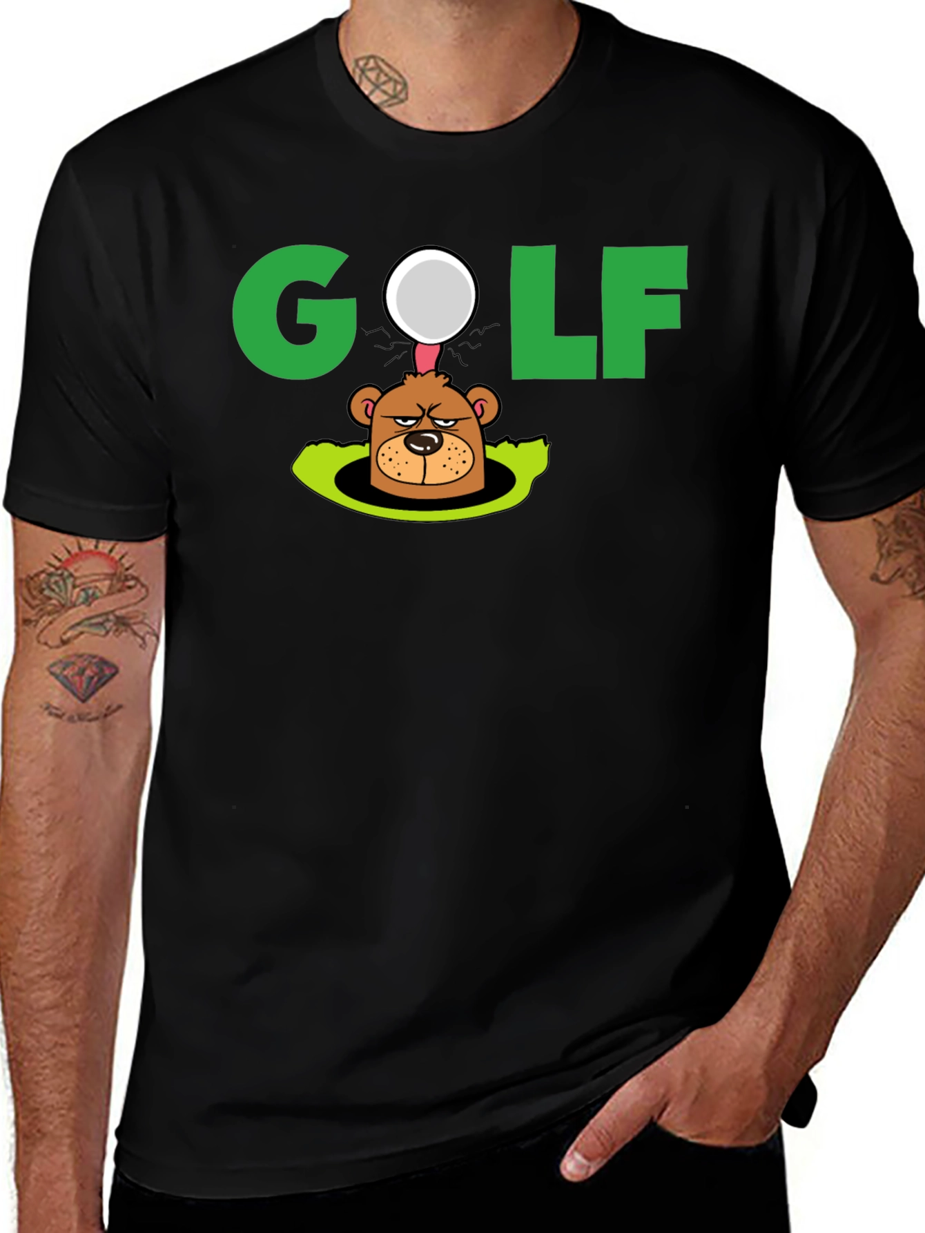 Golf Mole Cartoon Graphic T-Shirt