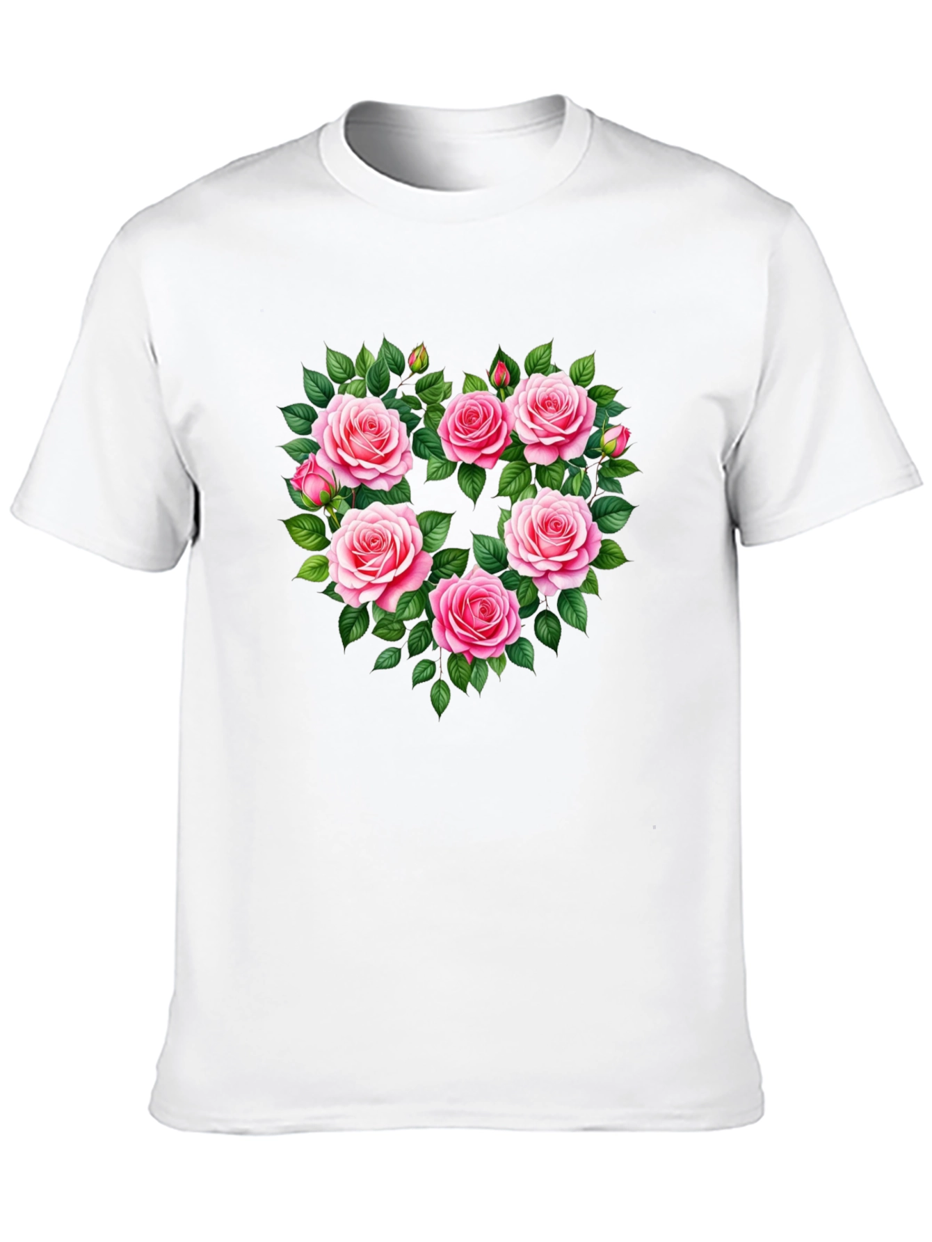 Floral Heart Graphic T-Shirt - Romantic Roses Tee