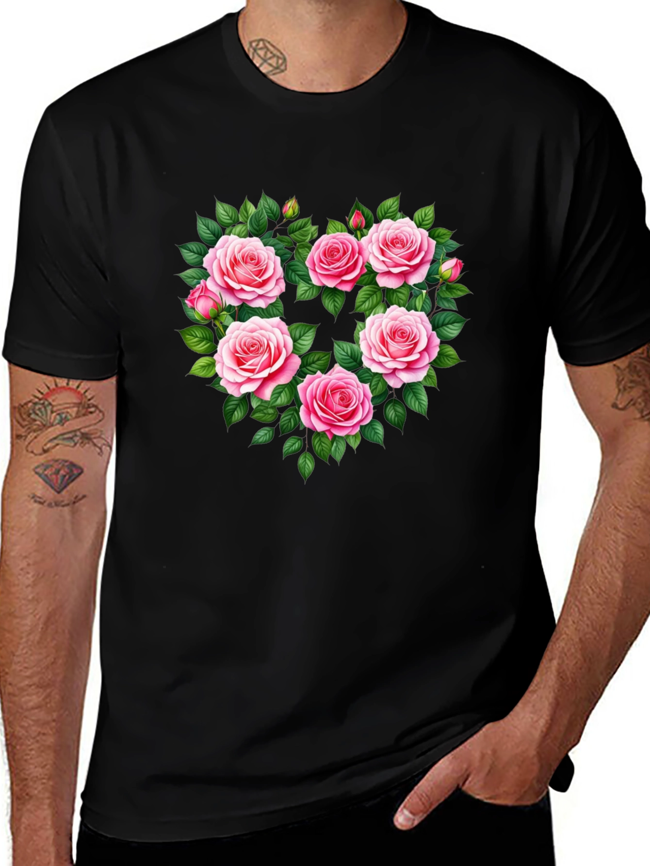 Floral Heart Graphic T-Shirt - Romantic Roses Tee