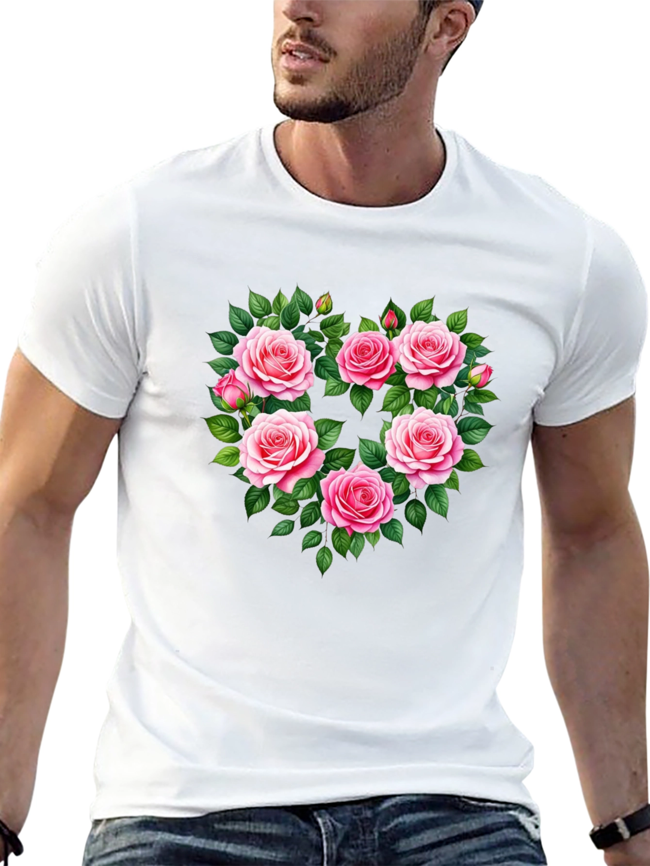 Floral Heart Graphic T-Shirt - Romantic Roses Tee