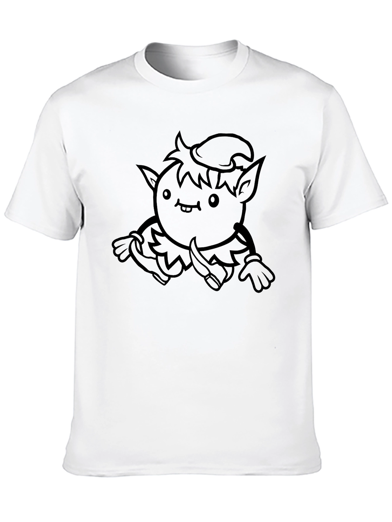 Cute Cartoon Elf Black Graphic Tee