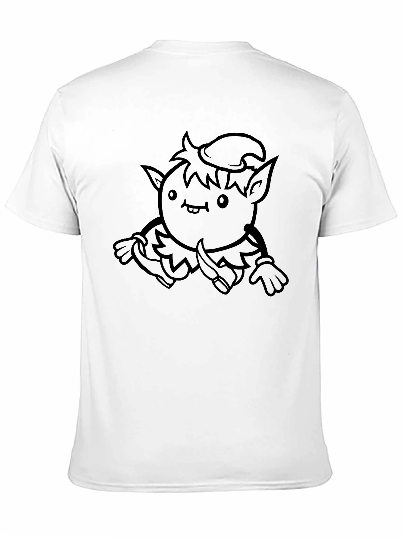 Cute Cartoon Elf Black Graphic Tee
