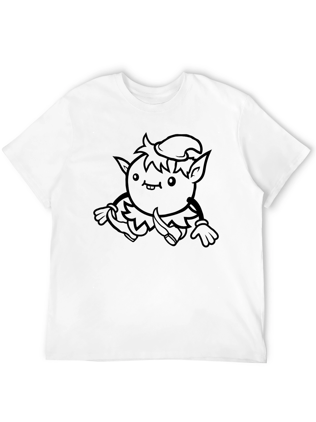 Cute Cartoon Elf Black Graphic Tee